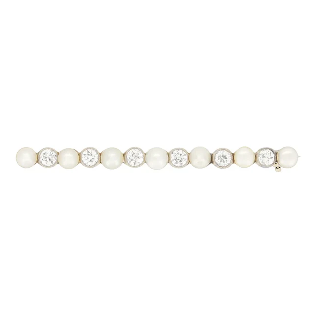 Antique Pearl and Diamond Brooch, c.1930s