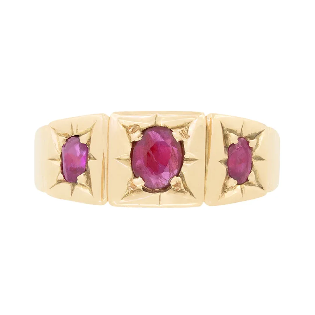 Victorian 0.50ct Ruby Three Stone Ring, c.1880s