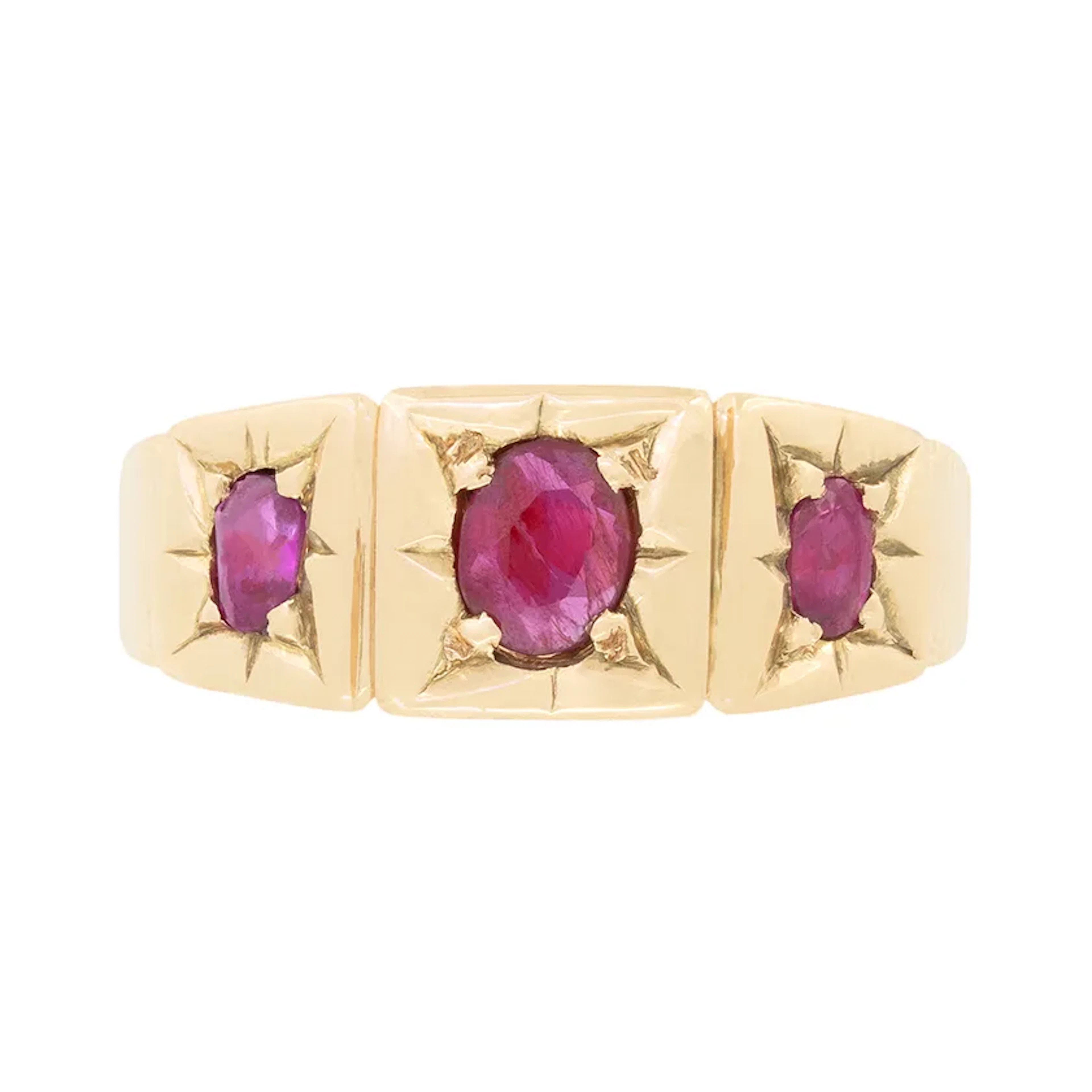 Victorian 0.50ct Ruby Three Stone Ring, c.1880s