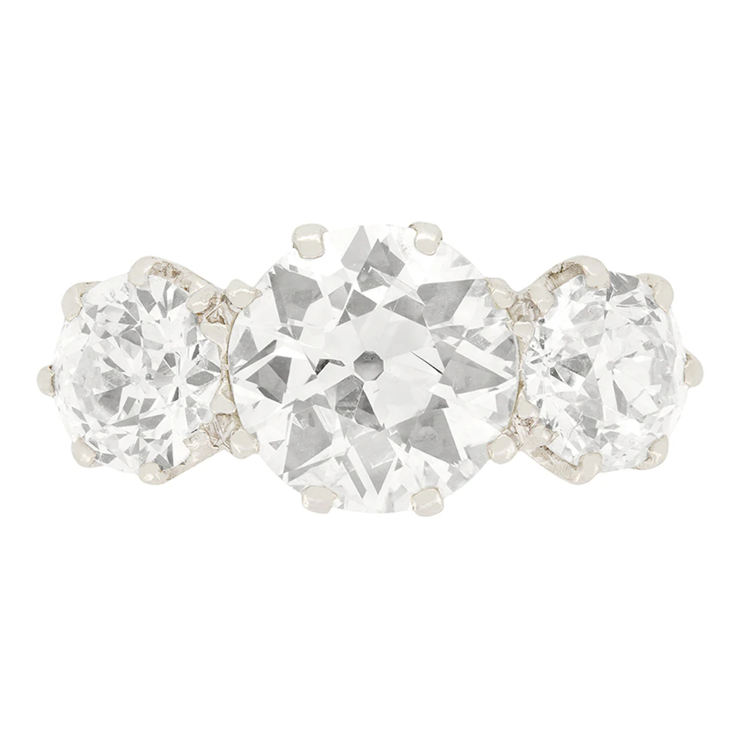 Art Deco 3.70ct Diamond Three Stone Ring, c.1920s