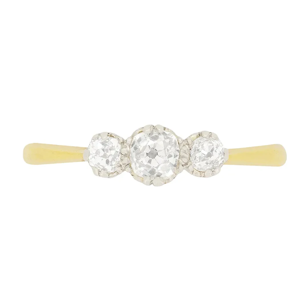 Victorian 0.45ct Three Stone Diamond Ring, c.1900s