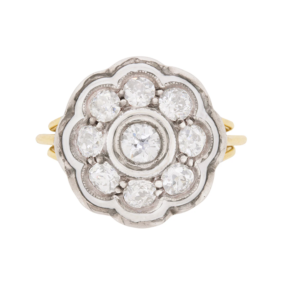 Vintage 1.05ct Diamond Daisy Cluster Ring, c.1920s