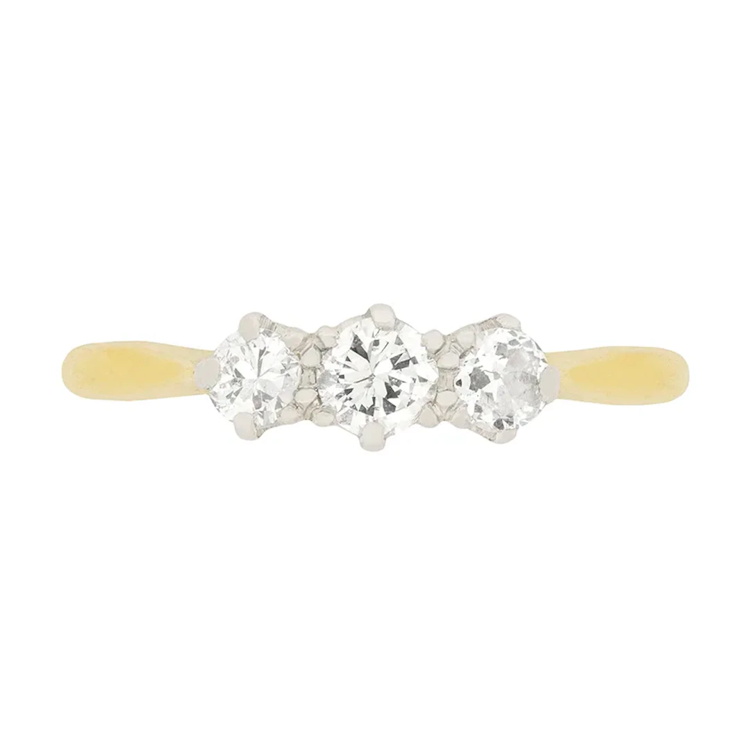 Late Art Deco 0.55ct Diamond Three Stone Ring, c.1930s
