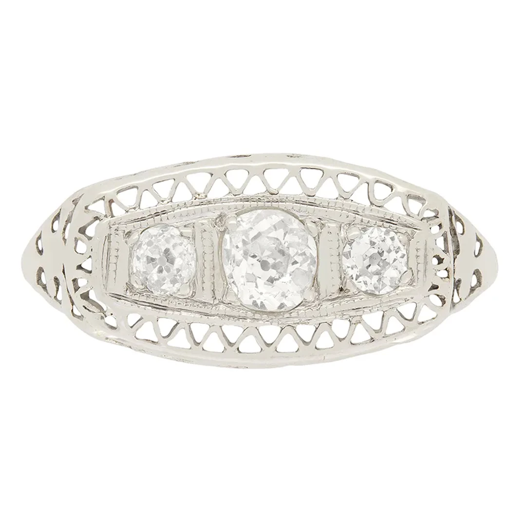 Art Deco 0.50ct Diamond Three Stone Ring, c.1920s
