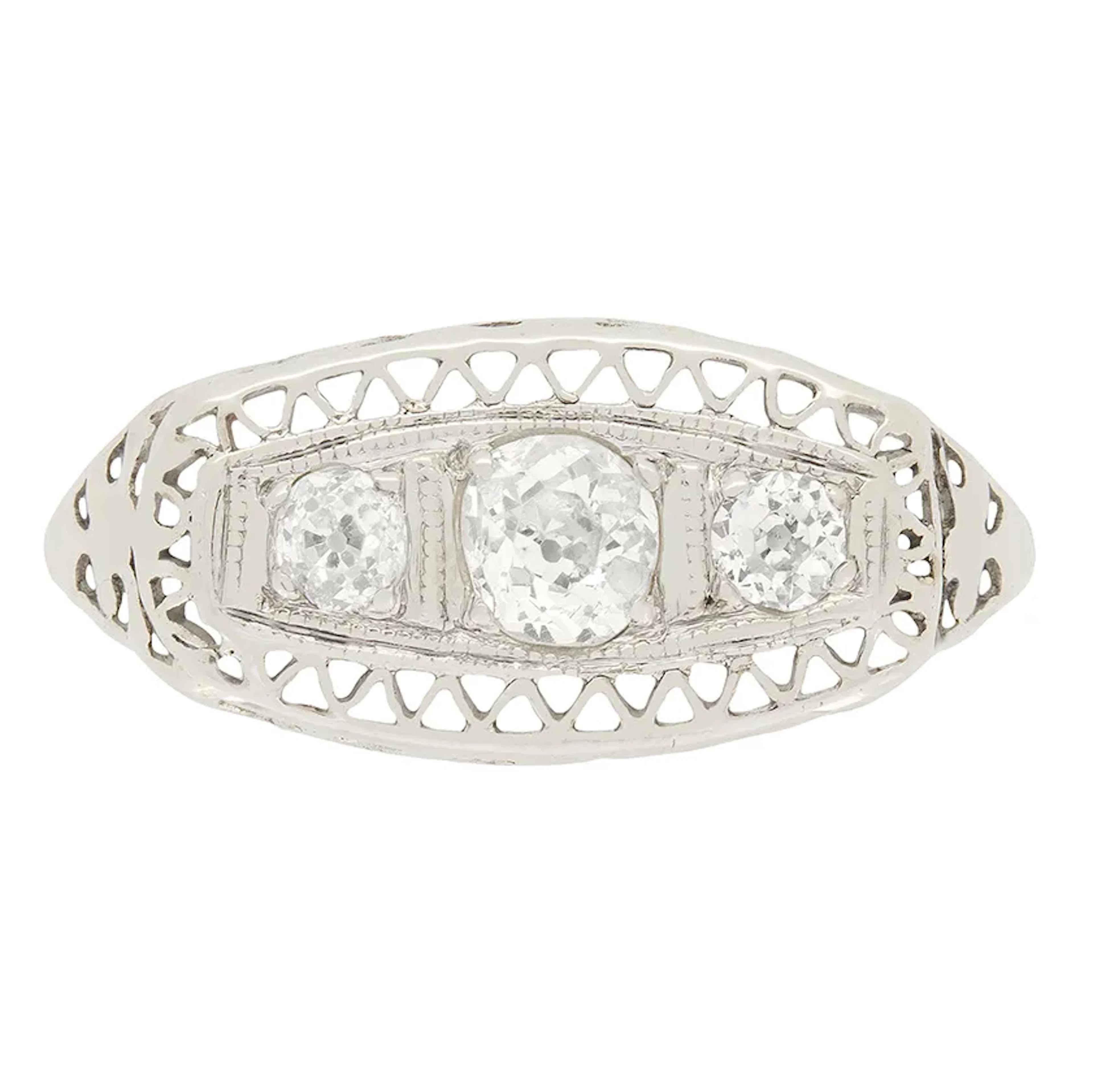 Art Deco 0.50ct Diamond Three Stone Ring, c.1920s