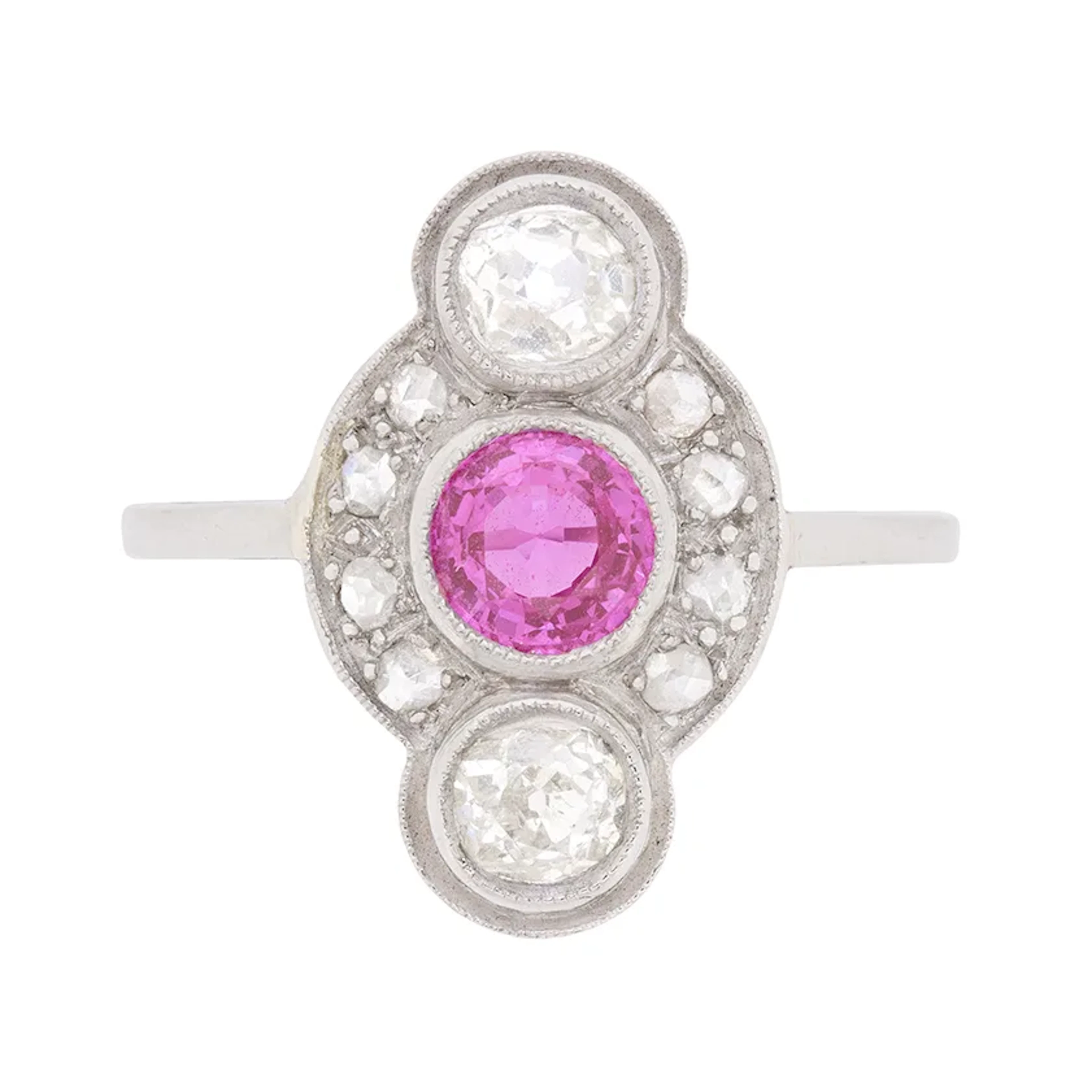 Vintage 0.50ct Pink Tourmaline and Diamond Ring, c.1940s