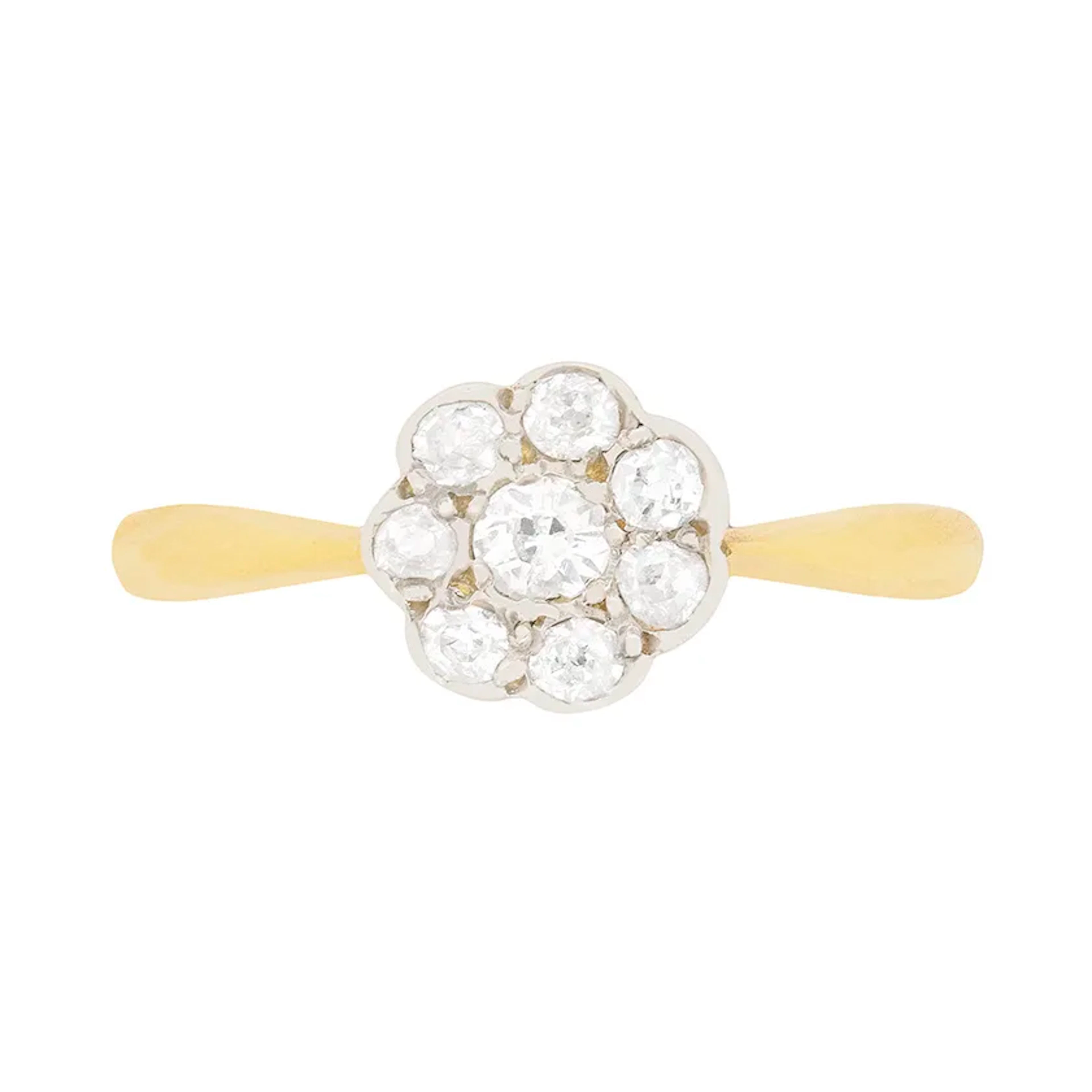 Edwardian 0.55ct Old Cut Diamond Daisy Cluster Ring, c. 1910s