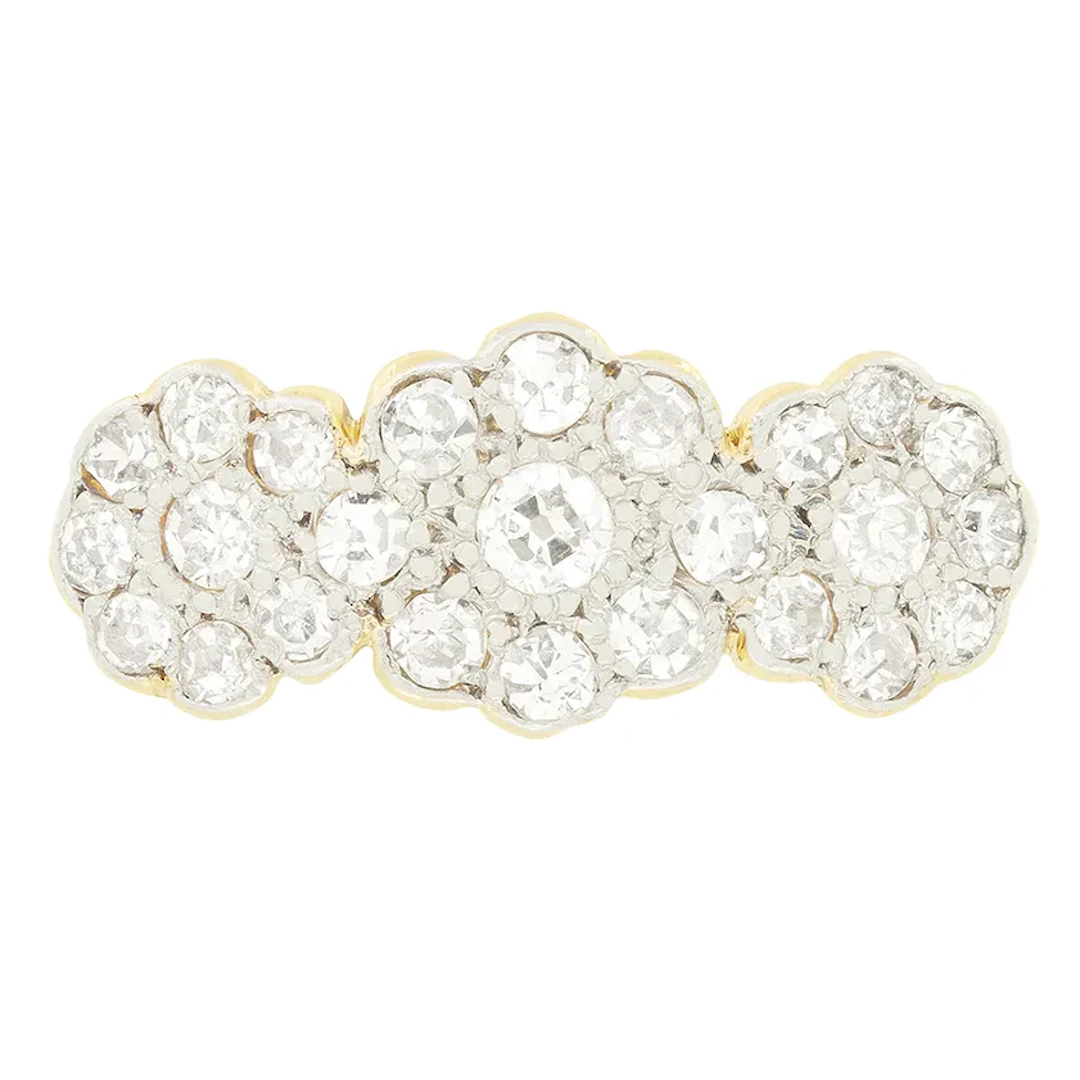 Edwardian 0.55ct Diamond Triple Cluster Ring, c.1910s