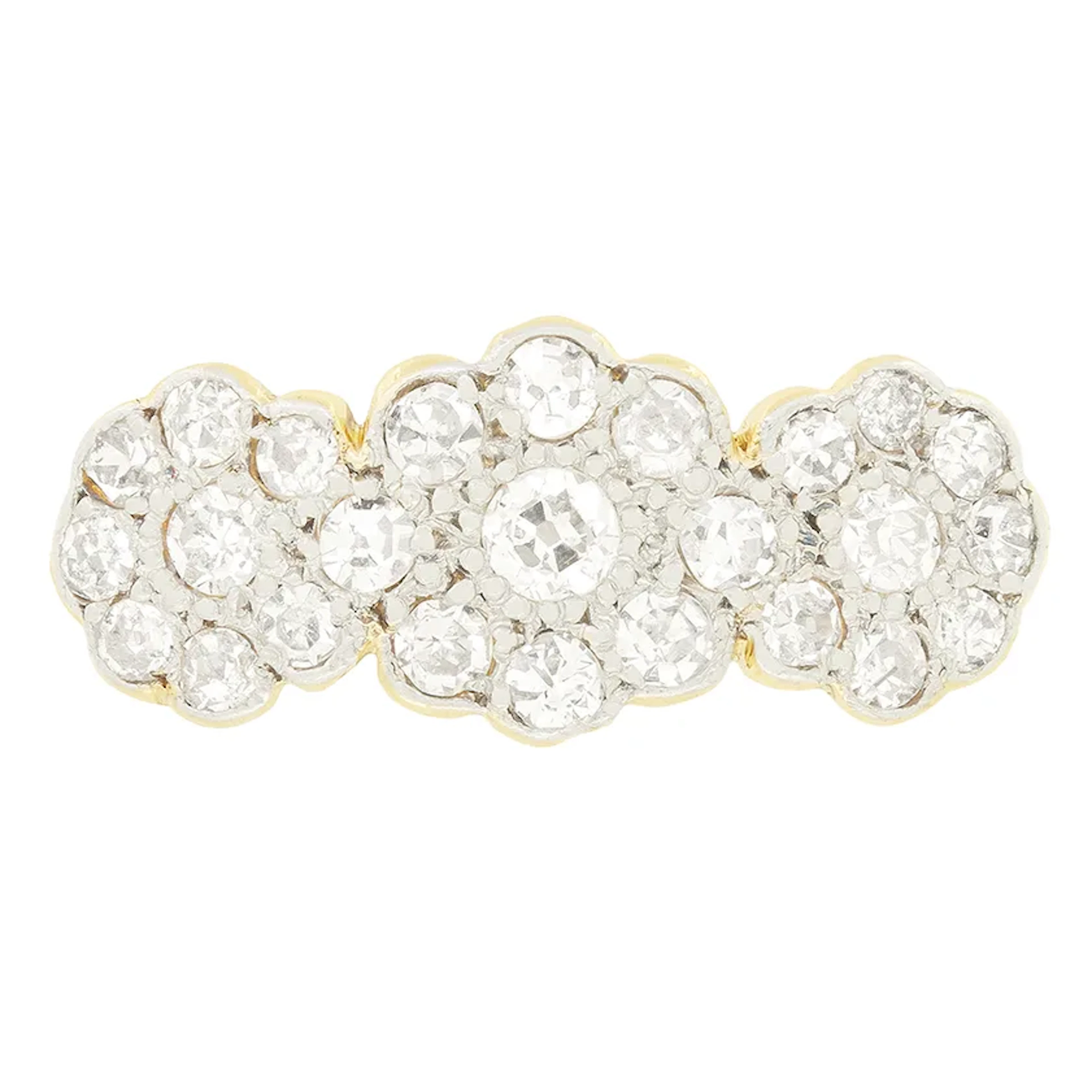Edwardian 0.55ct Diamond Triple Cluster Ring, c.1910s