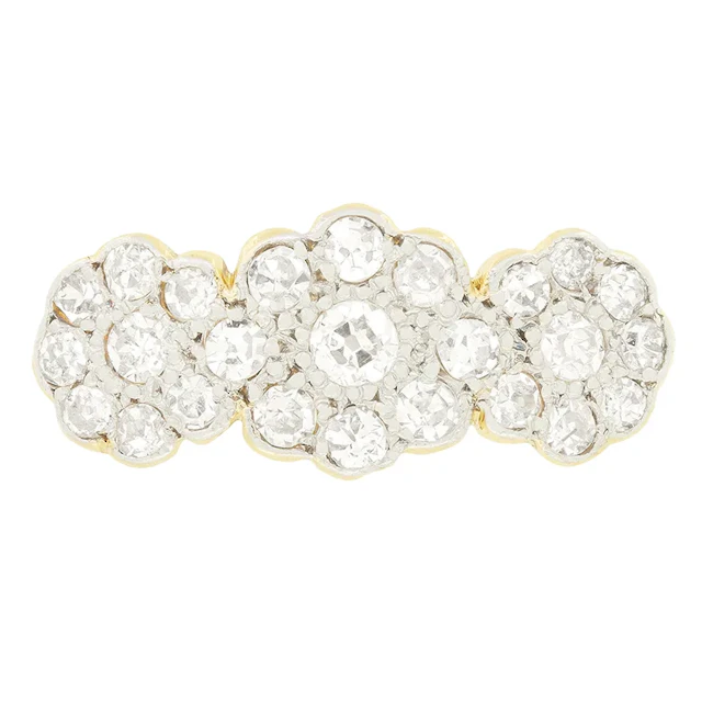 Edwardian 0.55ct Diamond Triple Cluster Ring, c.1910s