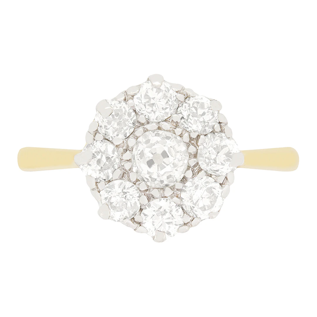 Edwardian 1.05ct Diamond Cluster Ring, c.1910s