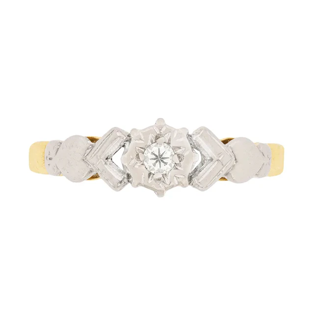 Vintage Diamond Solitaire Engagement Ring, c.1950s