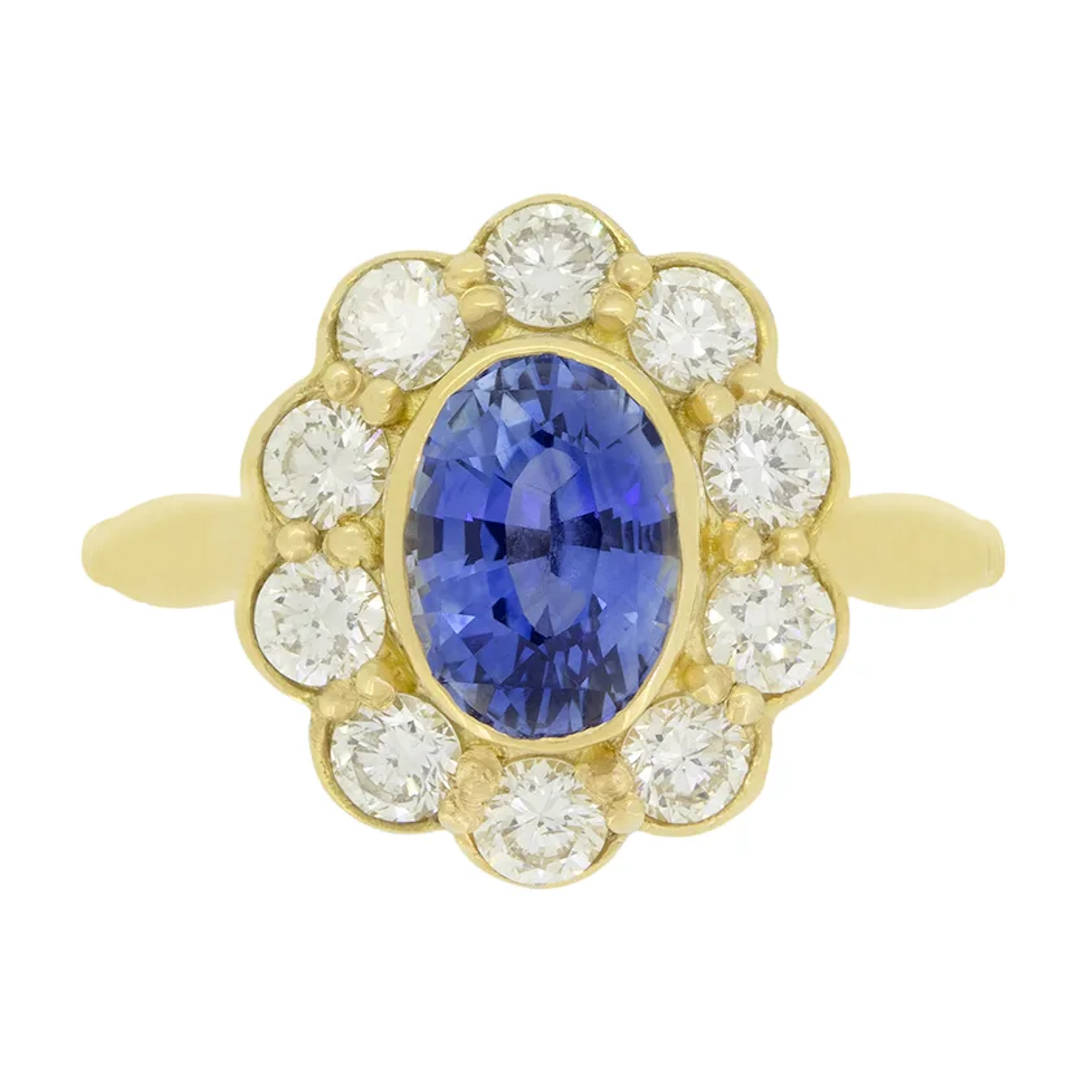 Vintage 1.50ct Sapphire and Diamond Cluster Ring, c.1980s