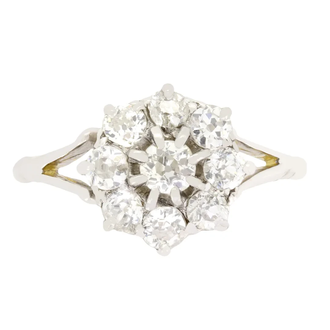 Art Deco 1.00ct Diamond Daisy Cluster Ring, c.1920s