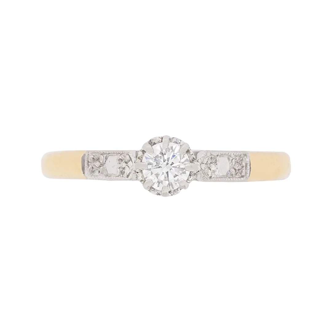 Art Deco 0.25 Carat Diamond Solitaire Ring, c.1940s