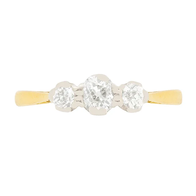 Victorian 0.75ct Diamond Three Stone Ring, c.1900s