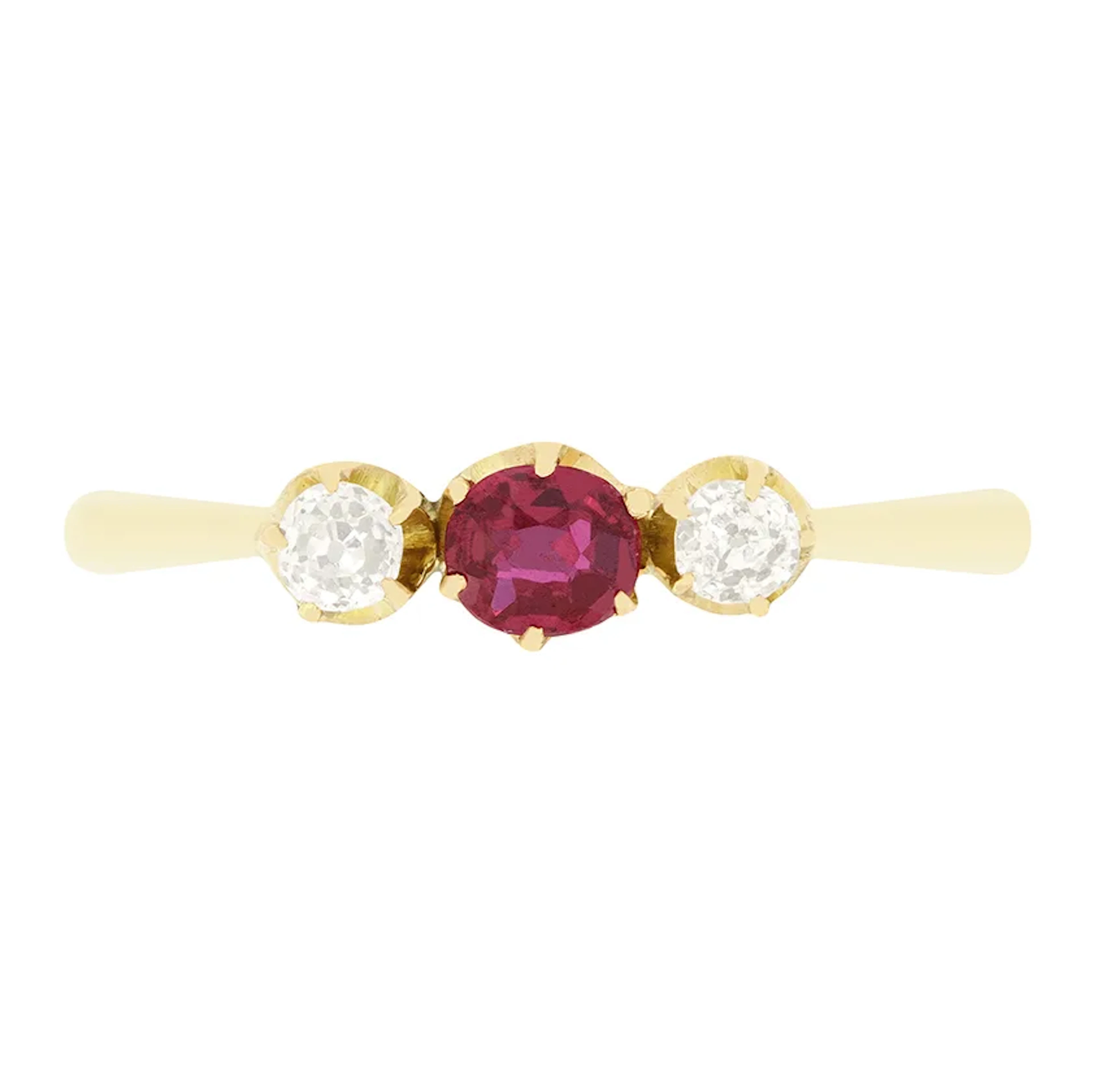 Victorian 0.25ct Ruby and Diamond Three Stone, c.1880s