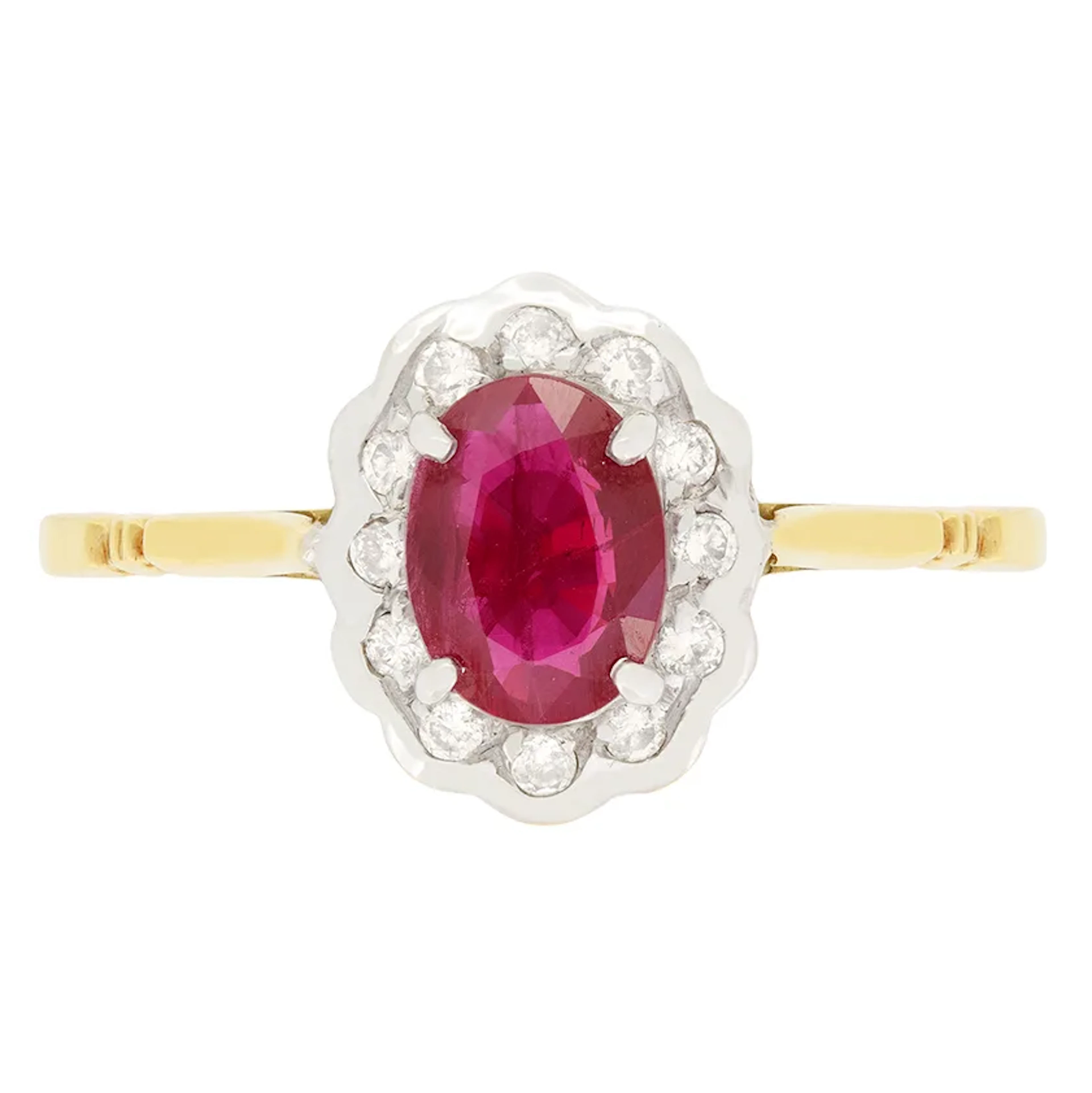 Vintage 0.70ct Ruby and Diamond Cluster Ring, c.1970s