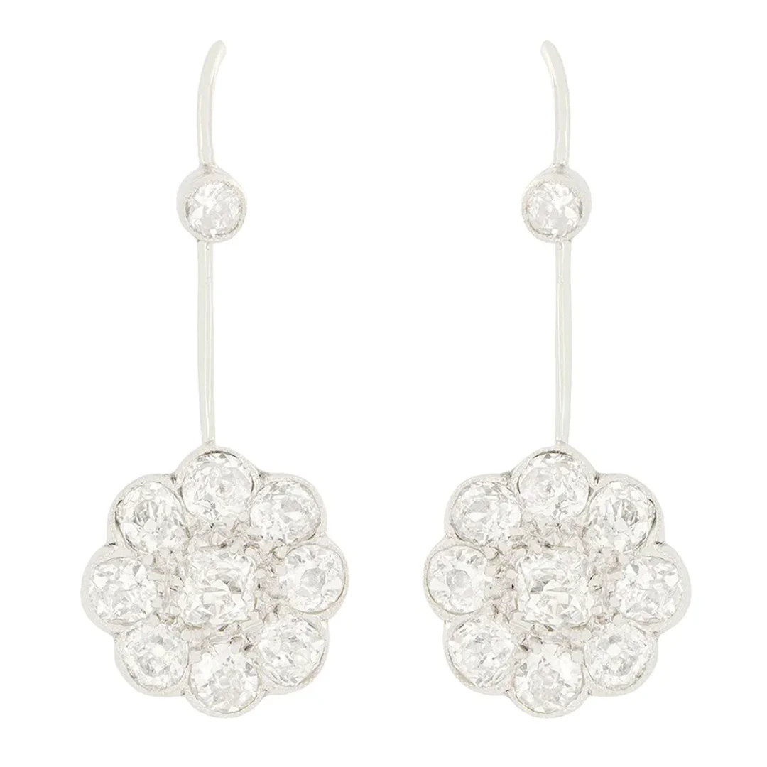 Art Deco 3.00ct Diamond Drop Earrings, c.1920s