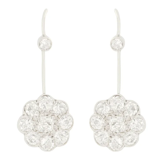 Art Deco 3.00ct Diamond Drop Earrings, c.1920s