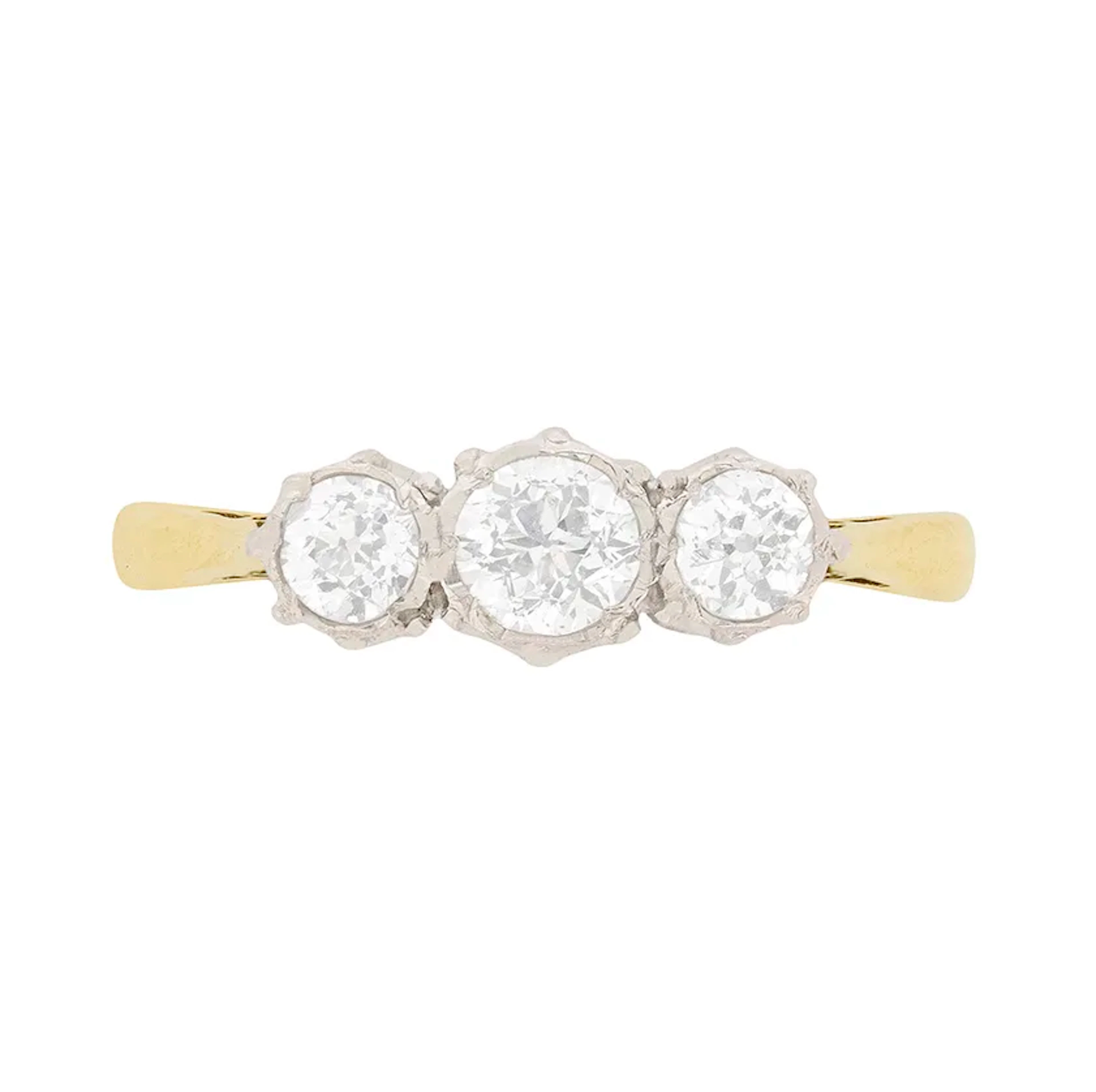 Edwardian 0.80ct Diamond Three Stone Engagement Ring, c.1910