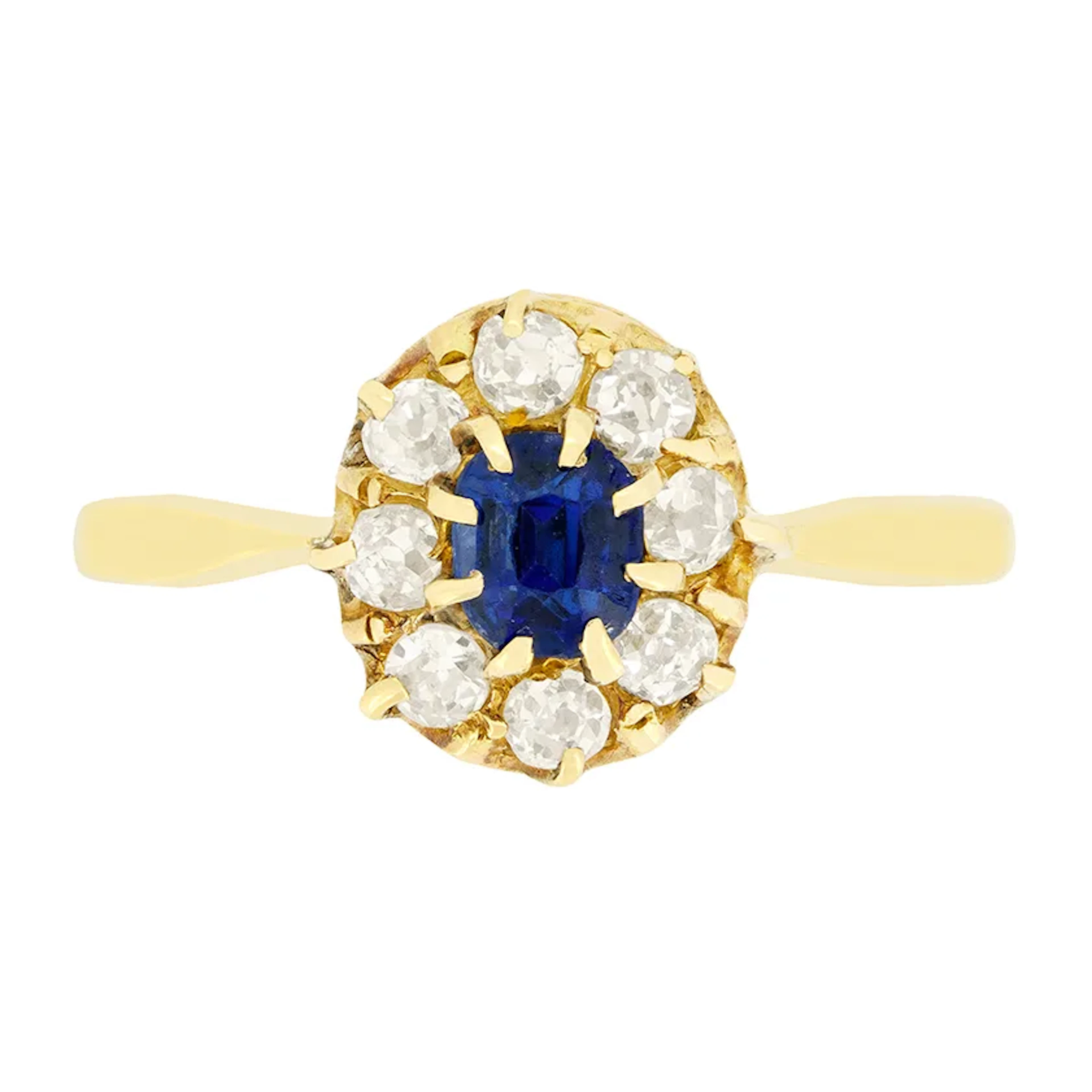 Victorian 0.40ct Sapphire and Diamond Cluster Ring, c.1880s