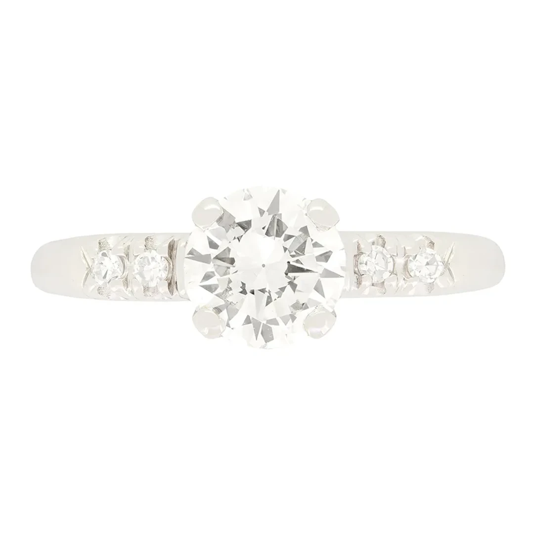 Late Deco 0.82ct Diamond Solitaire Ring, c.1940s
