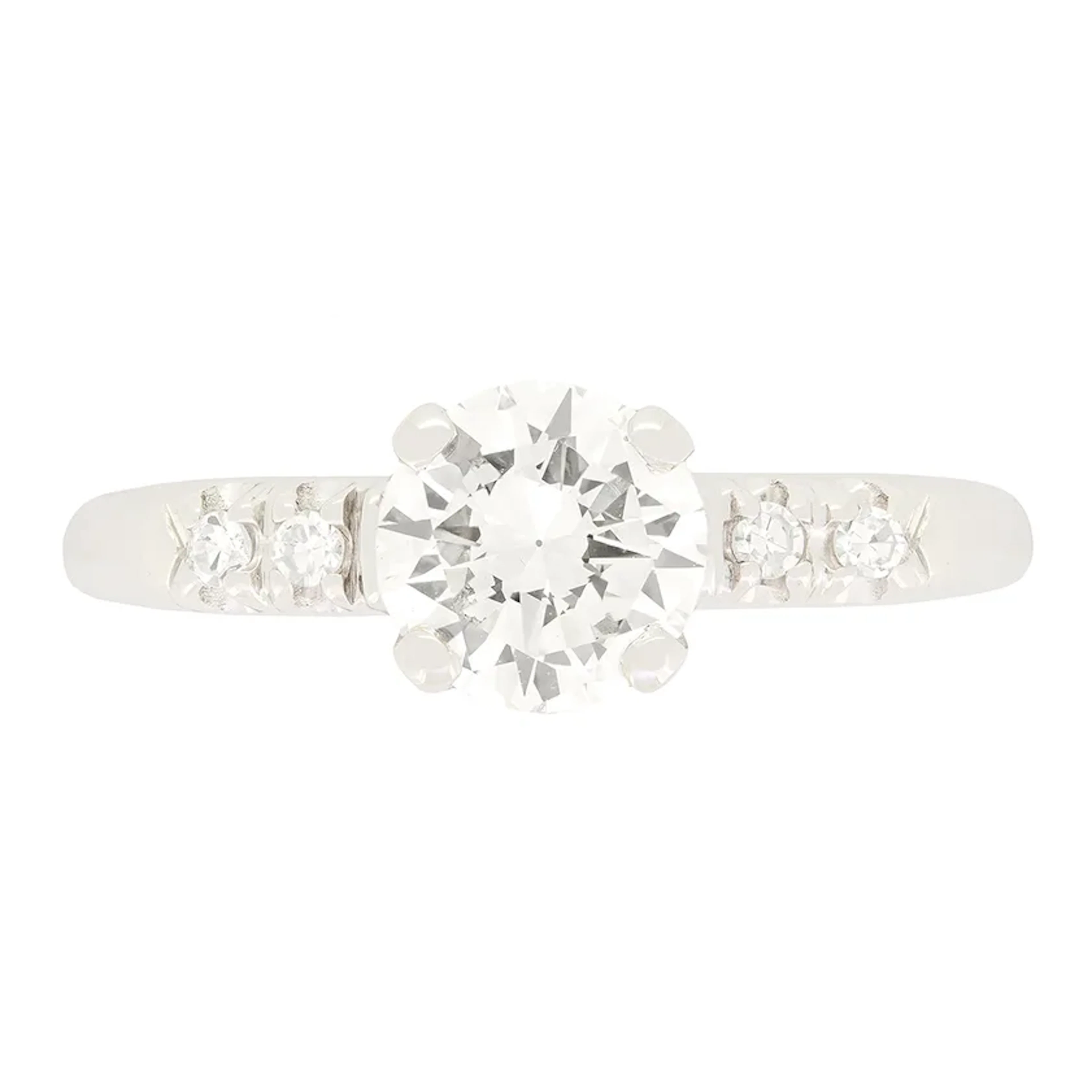 Late Deco 0.82ct Diamond Solitaire Ring, c.1940s