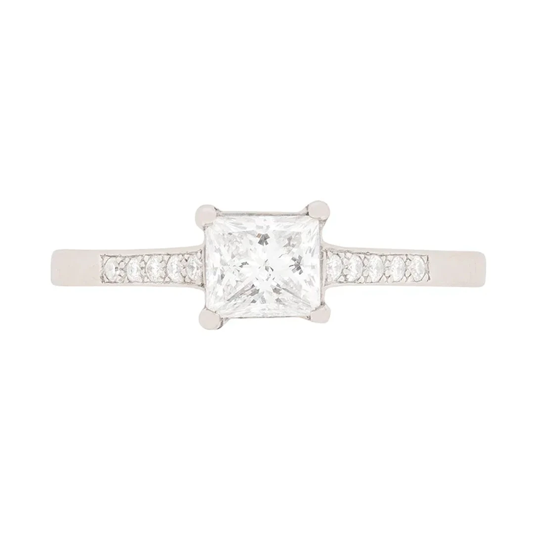 Contemporary 0.50ct Diamond Solitaire Engagement Ring with Set Shoulders