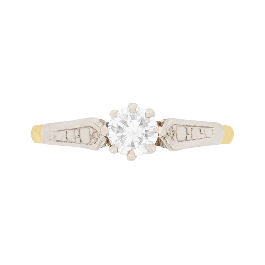 Late Deco Diamond Solitaire Engagement Ring, c.1940s