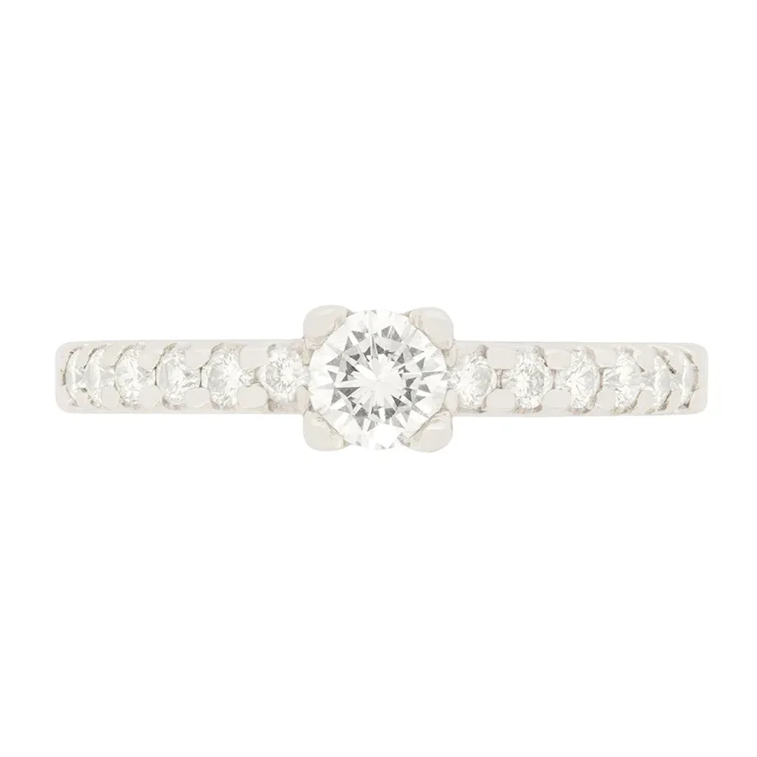 Contemporary 0.25ct Diamond Solitaire Engagement Ring with Set Shoulders