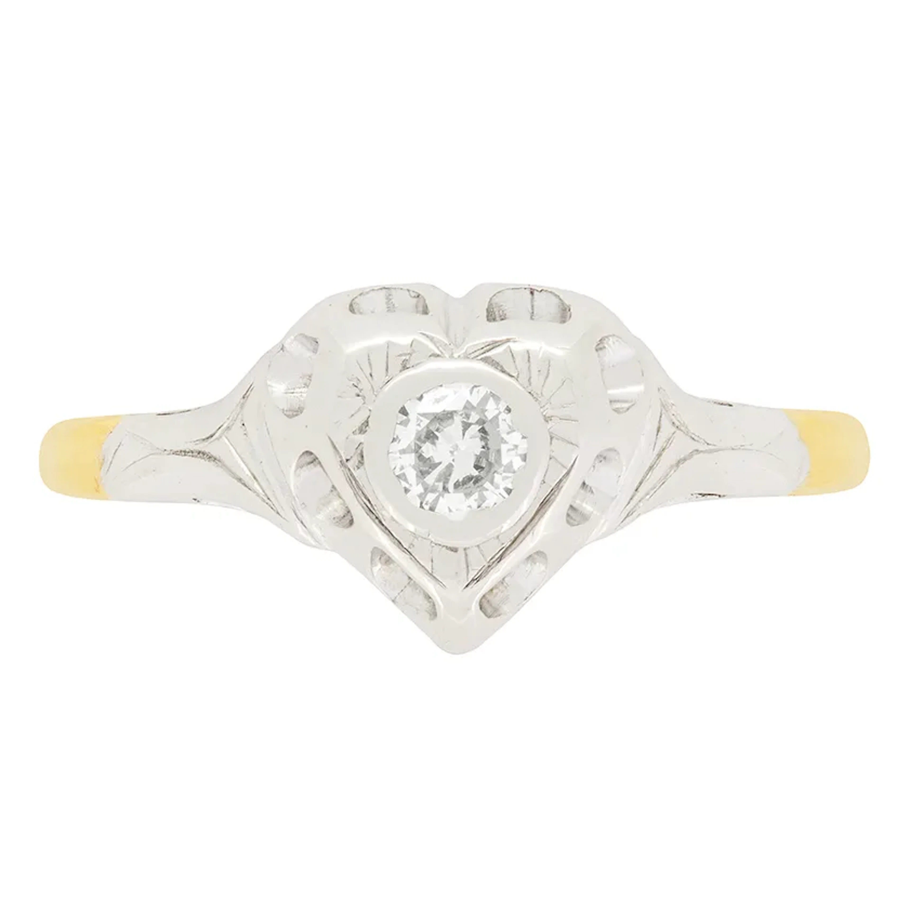 Late Art Deco 0.20ct Diamond Solitaire Ring, c.1930s