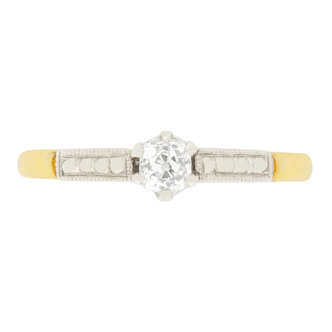 Edwardian 0.25ct Diamond Solitaire Engagement Ring, c.1910s