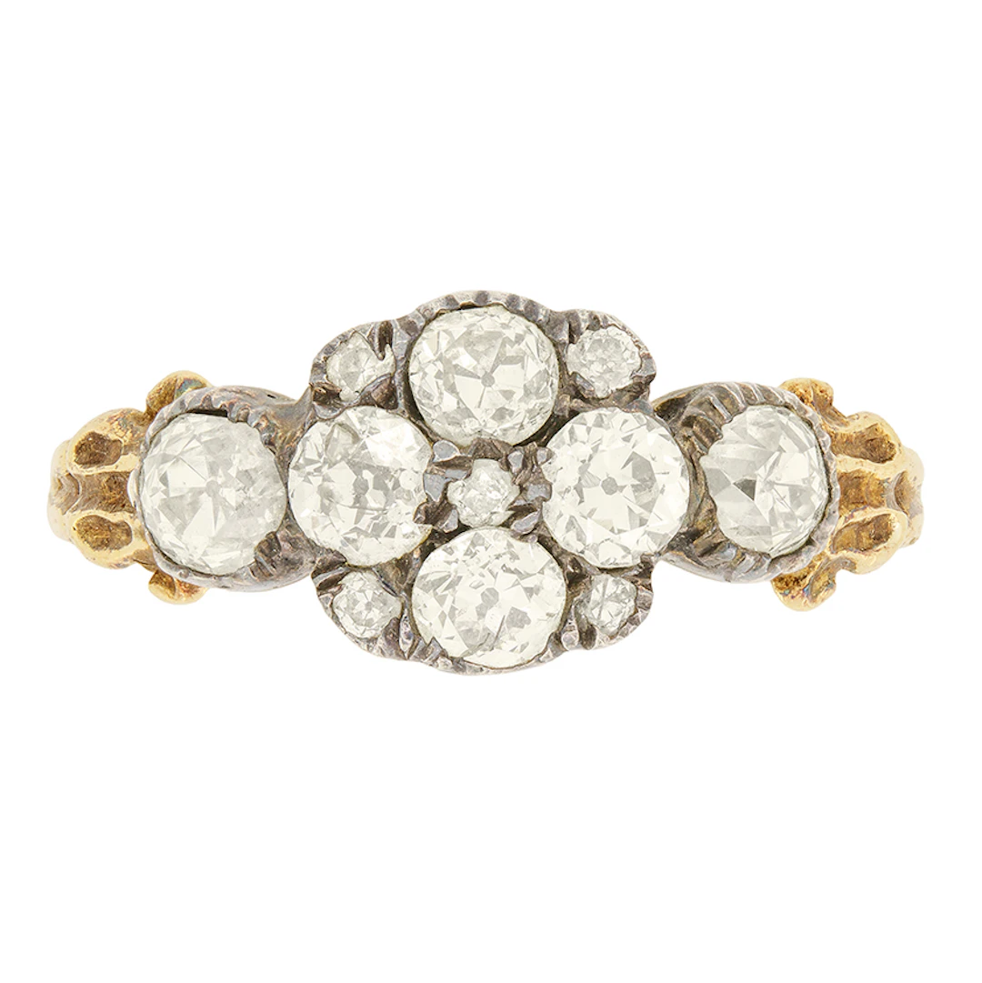 Early Victorian 1.10ct Diamond Cluster Ring, c.1850s
