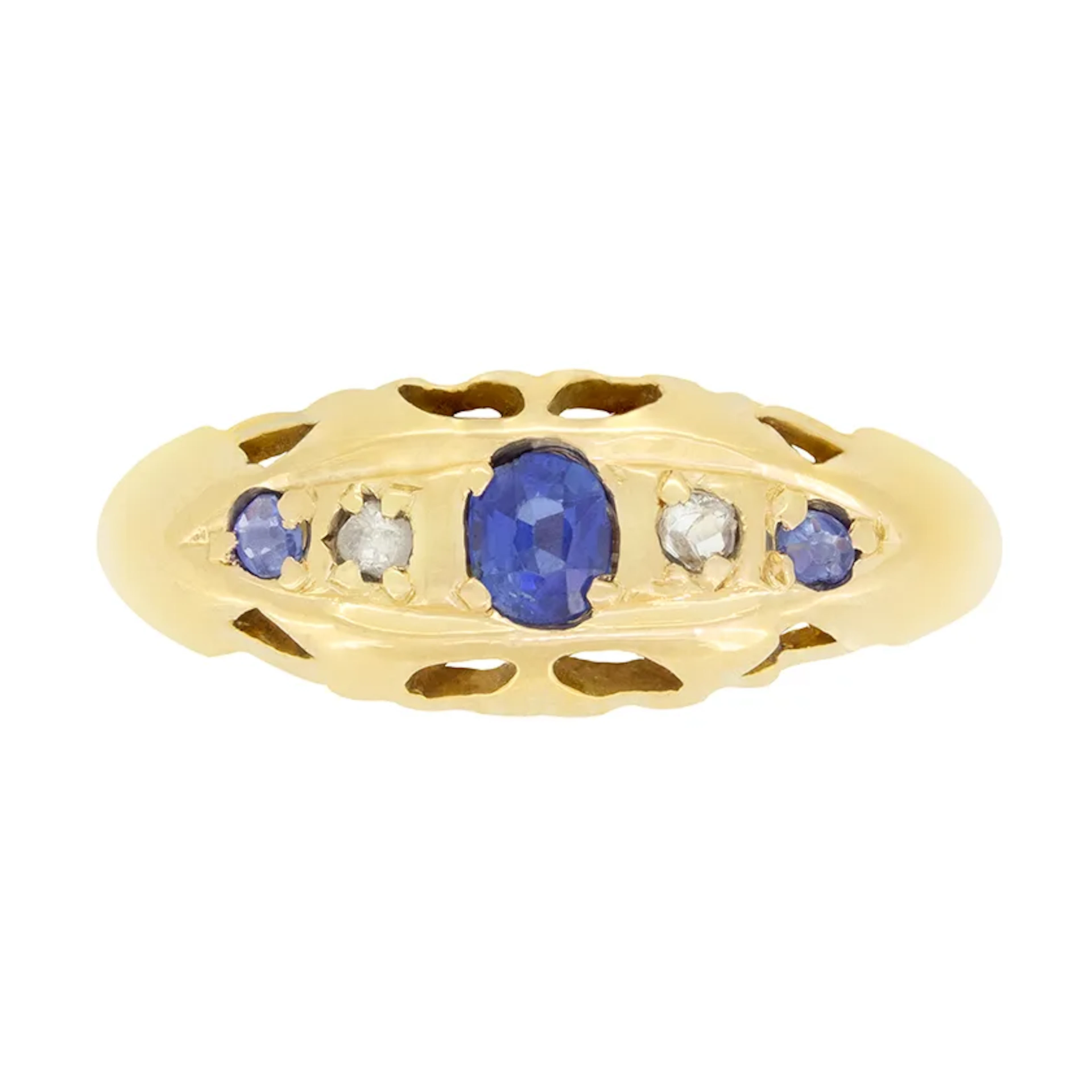 Antique 0.26ct Sapphire and Diamond Five Stone Ring, hallmarked 1919