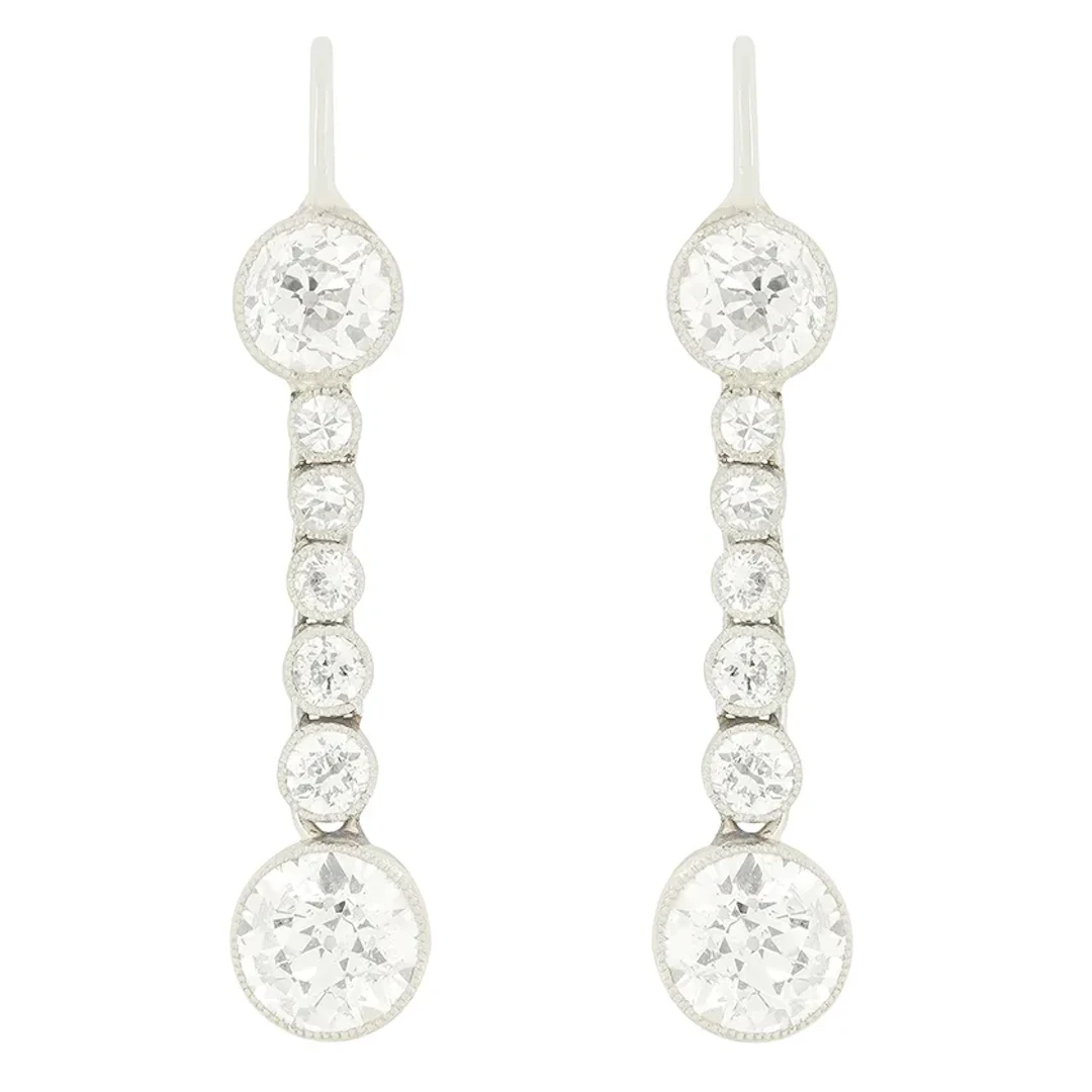 Art Deco 2.54ct Diamond Drop Earrings, c.1920s
