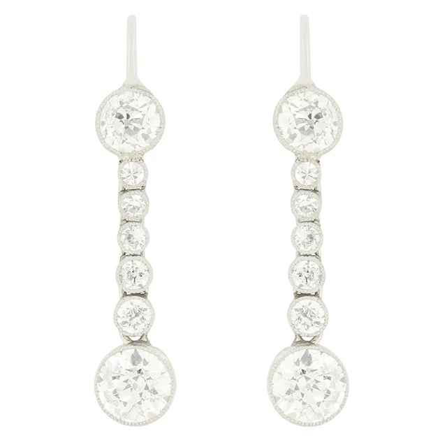 Art Deco 2.54ct Diamond Drop Earrings, c.1920s