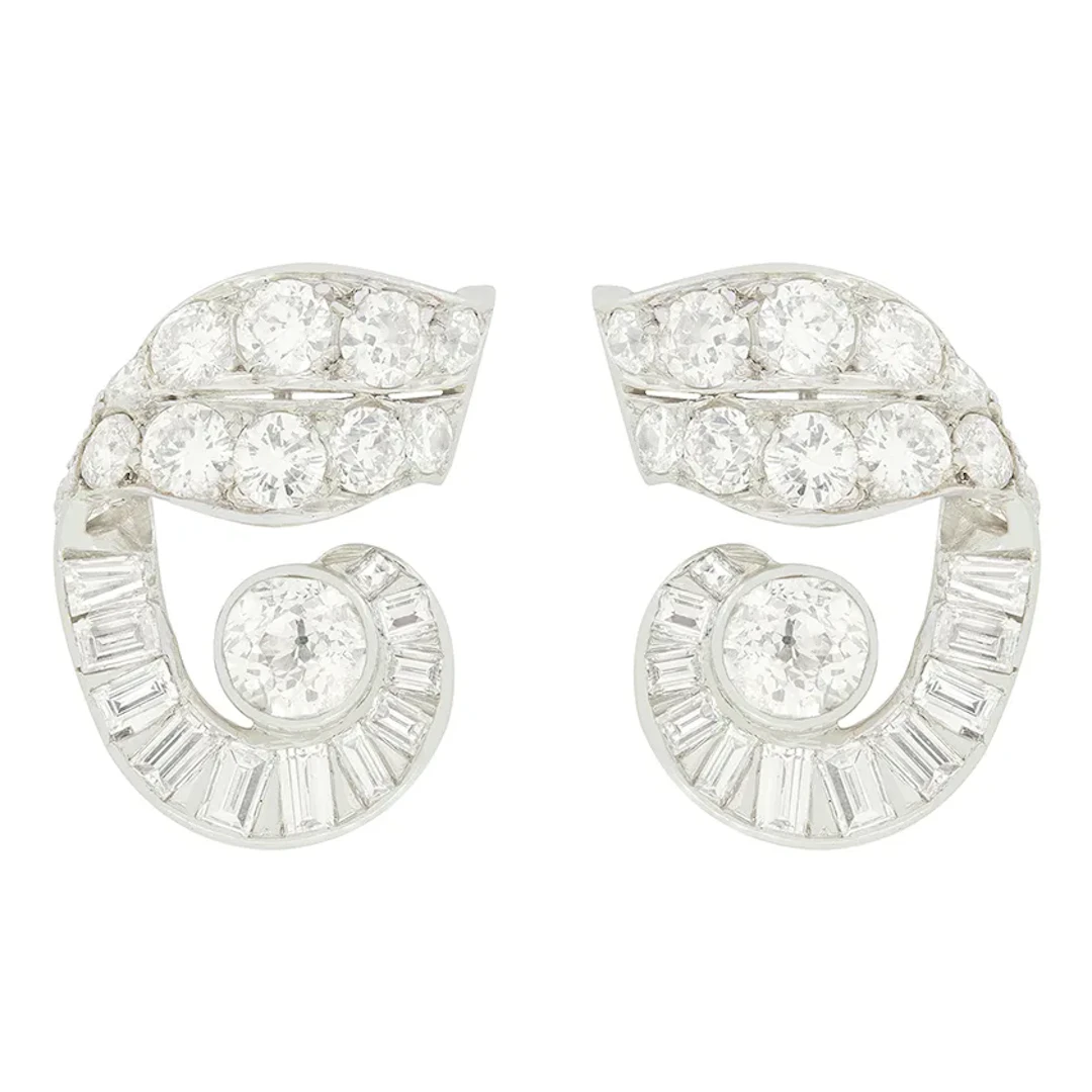 Art Deco 5.50ct Diamond Earrings, c.1920s