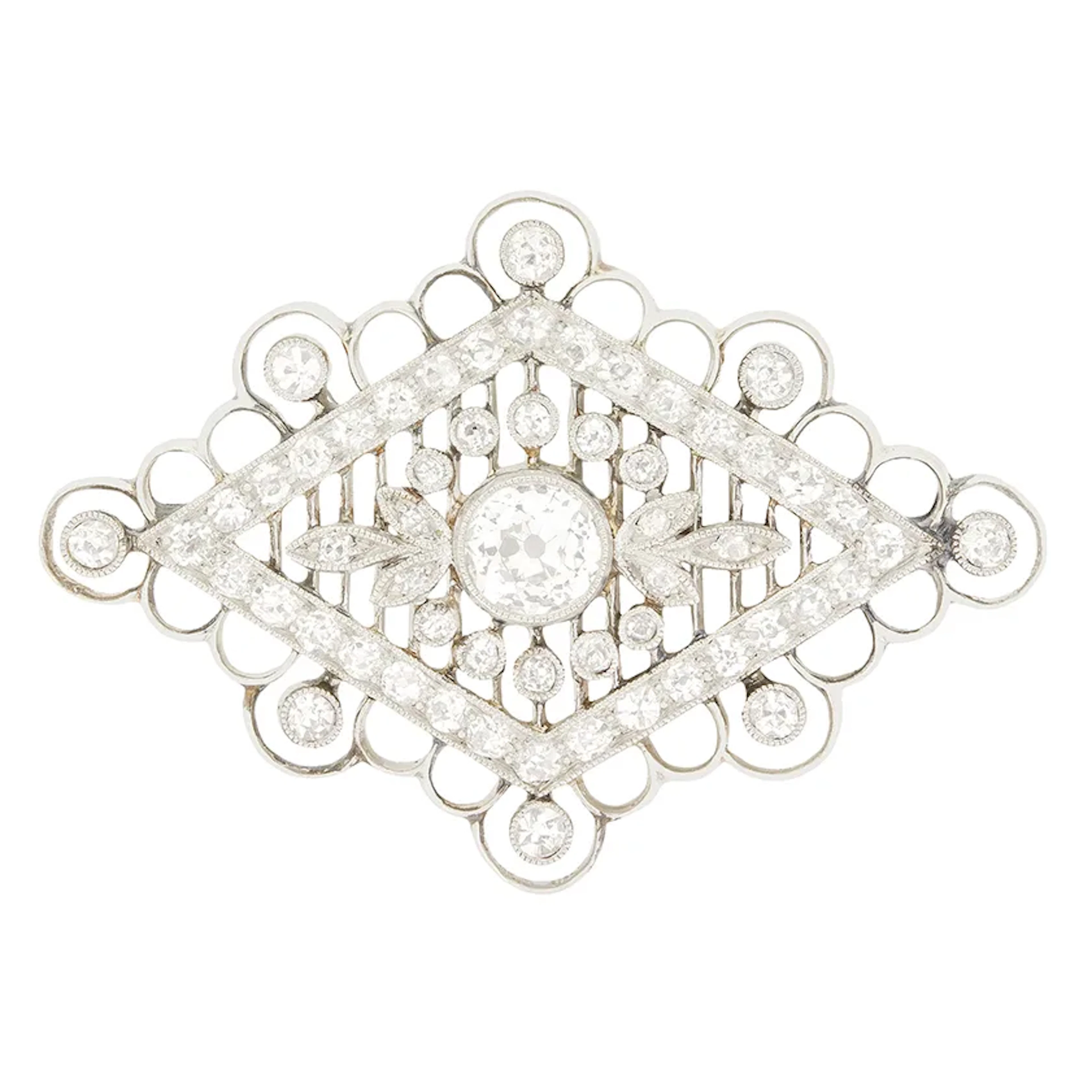 Art Deco 1.50ct Diamond Brooch, c.1920s