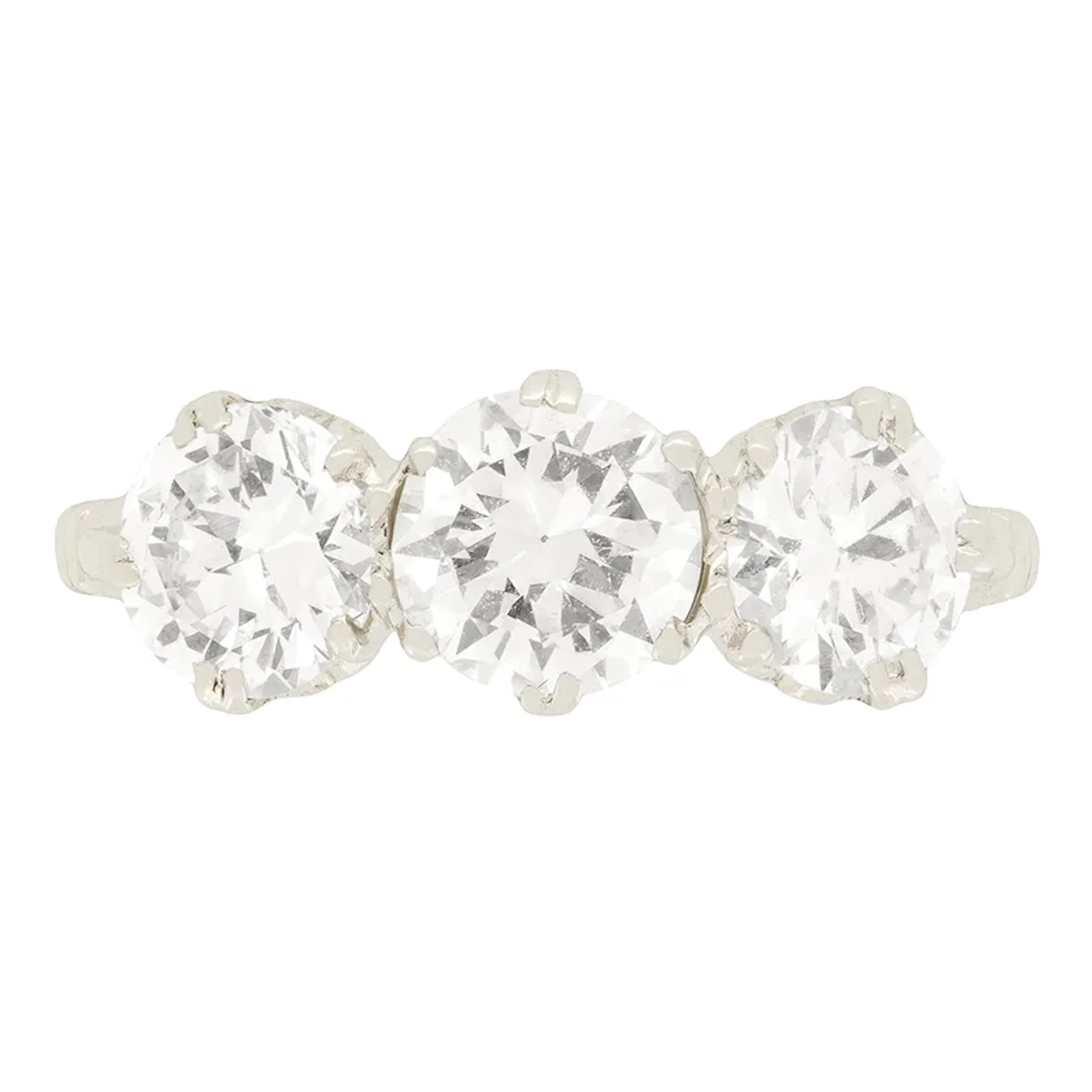 Art Deco 1.70ct Three Stone Diamond Ring, c.1920s