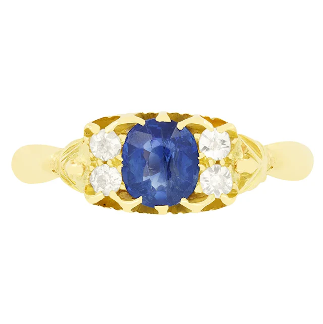 Antique 0.60ct Sapphire and Diamond Ring, hallmarked 1902