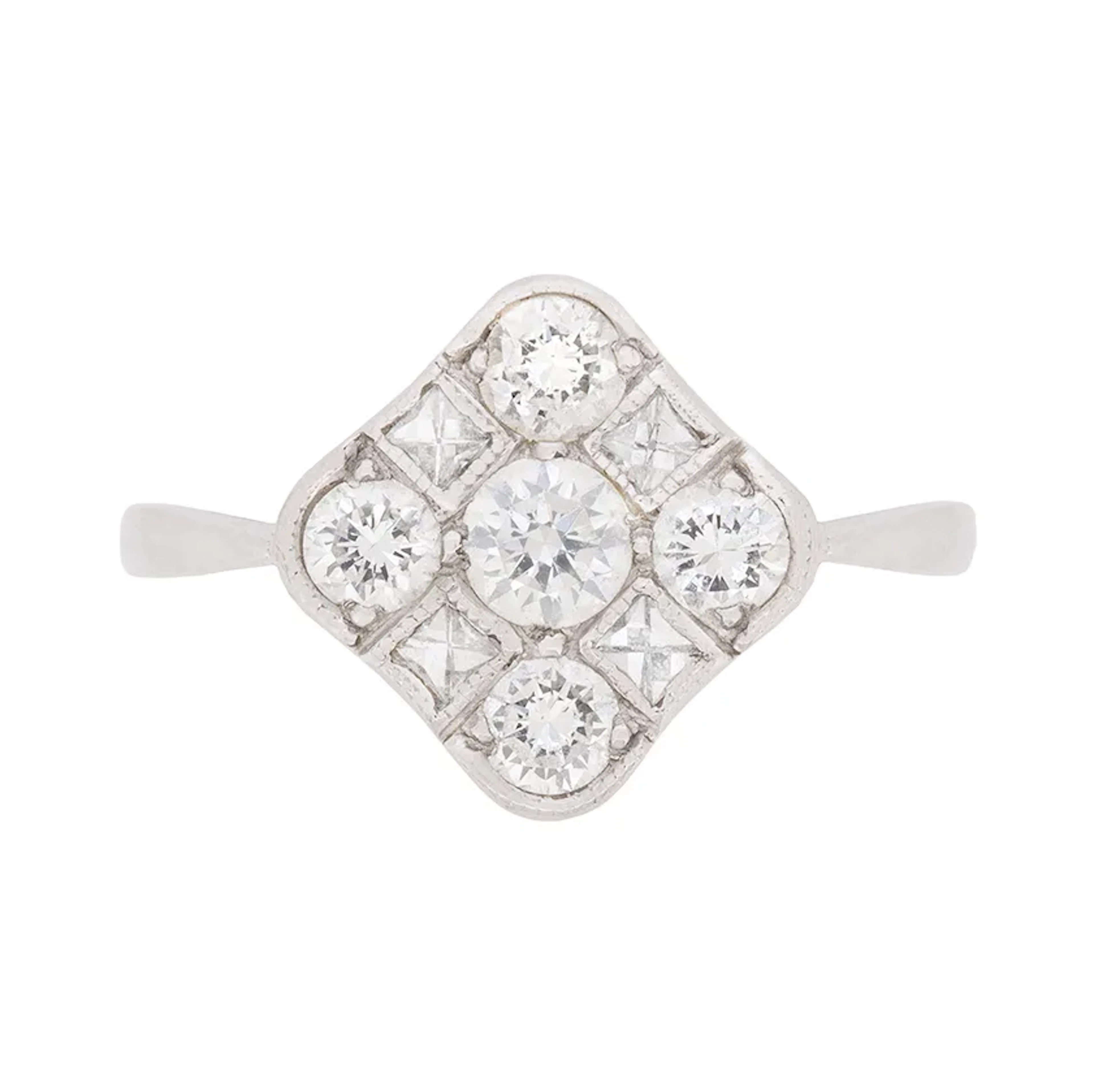 Late Deco 0.80ct Diamond Cluster Ring, c.1940s