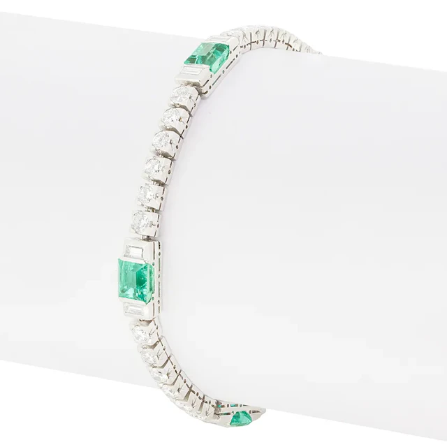 Vintage Mappin & Webb 6.00ct Emerald and Diamond Bracelet, c.1970s