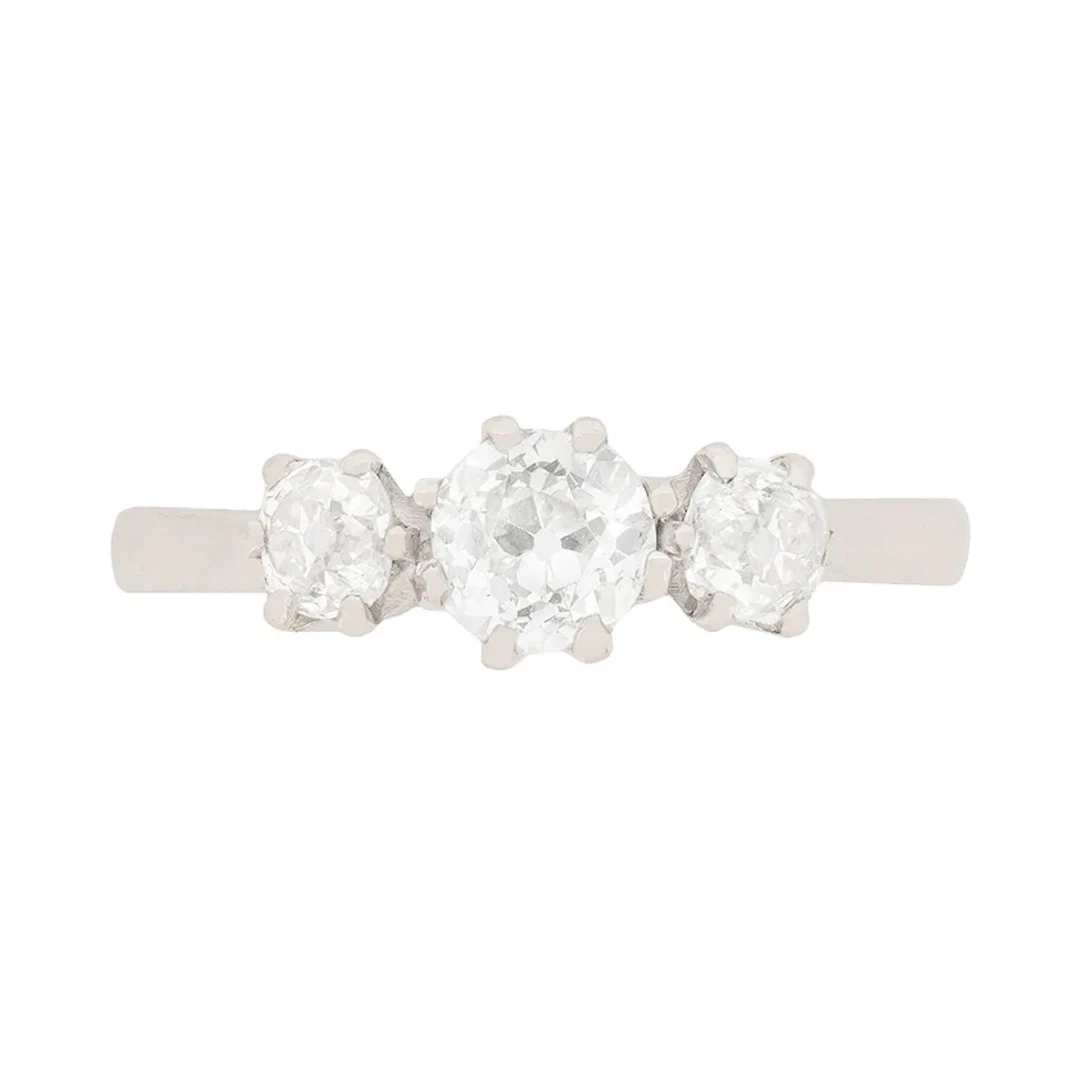 Art Deco 1.00ct Diamond Three Stone Engagement Ring, c.1920s