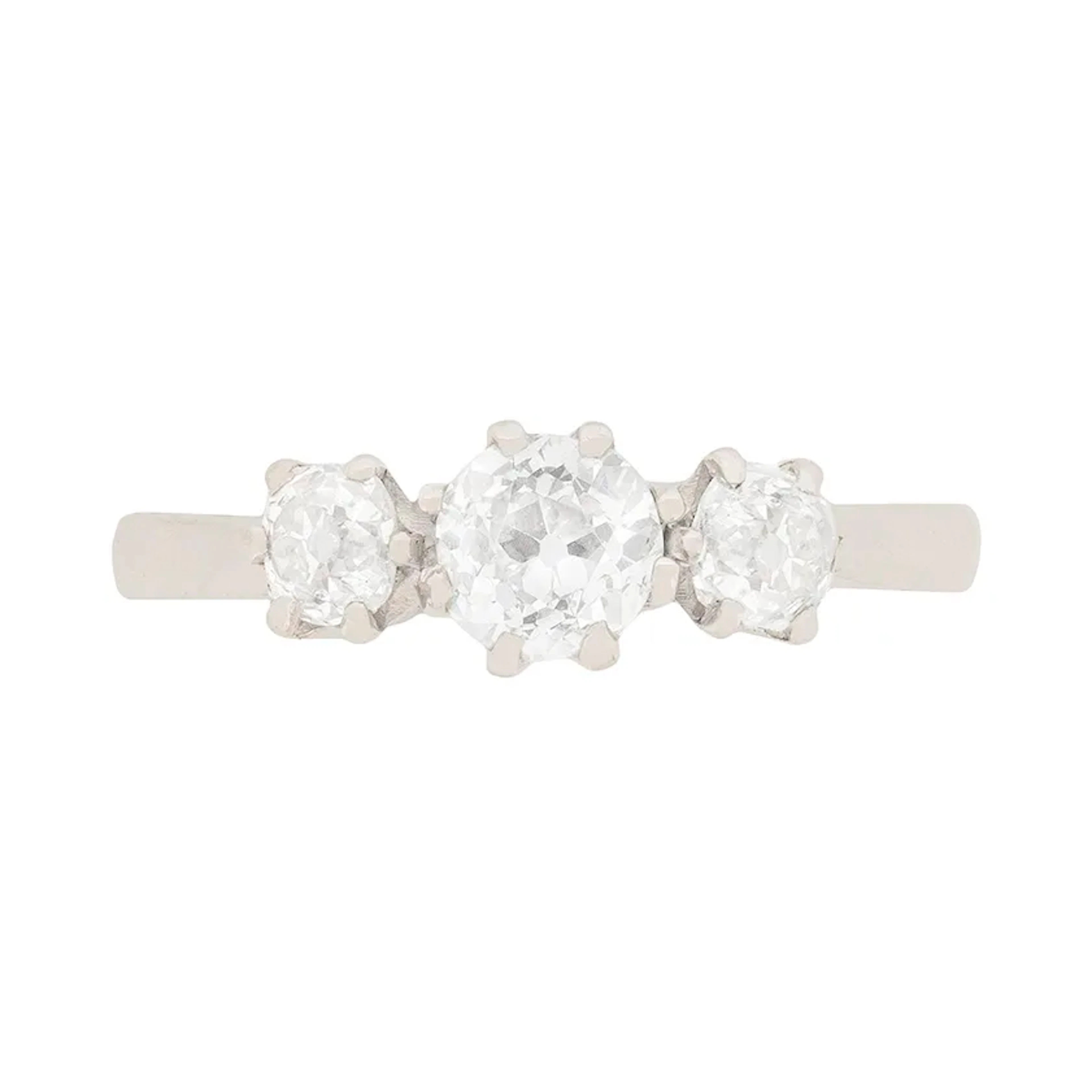 Art Deco 1.00ct Diamond Three Stone Engagement Ring, c.1920s