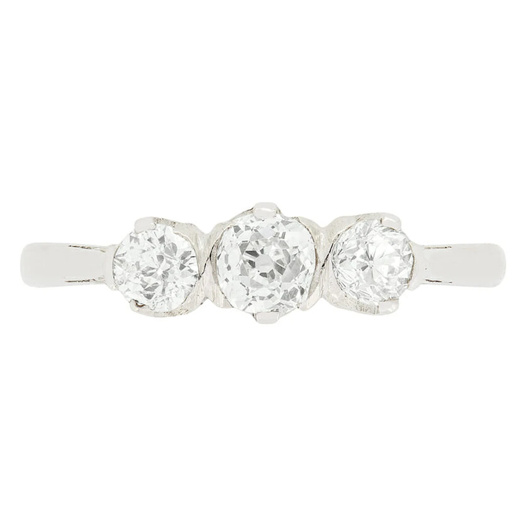 Art Deco 0.75ct Diamond Three Stone Ring, c.1920s