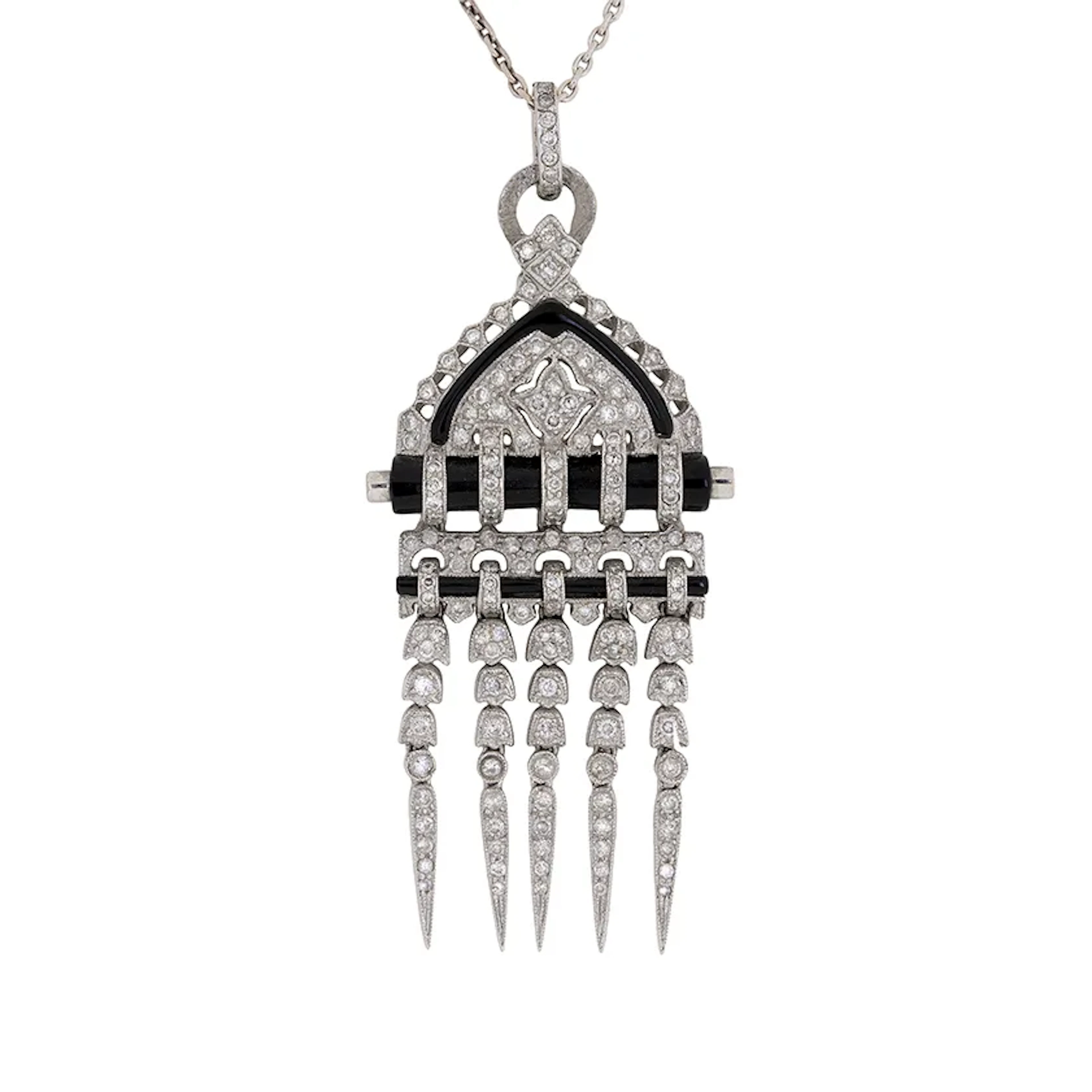 Art Deco-Inspired 2.50ct Diamond and Onyx Pendant