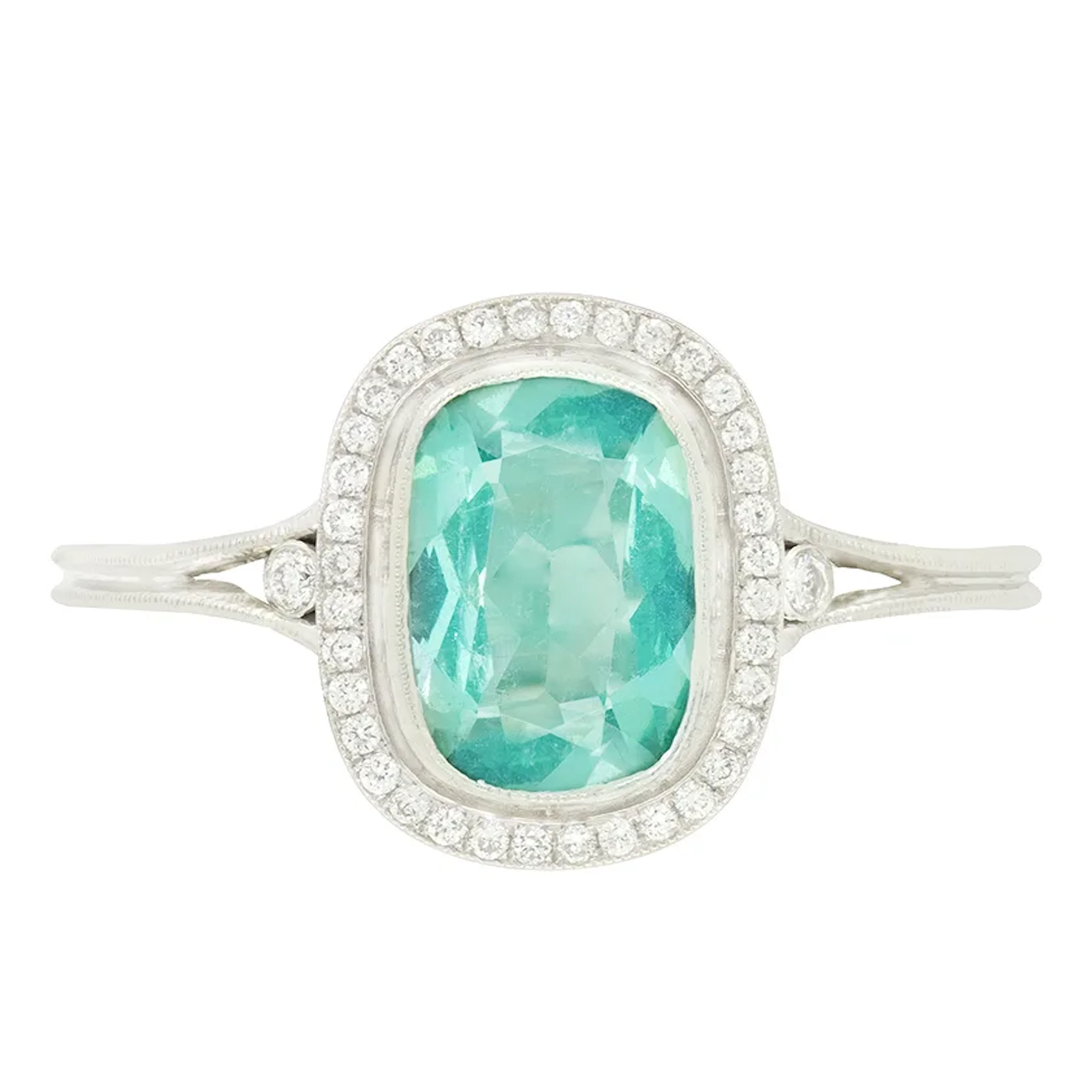 Contemporary 1.00ct Tourmaline and Diamond Cluster Ring
