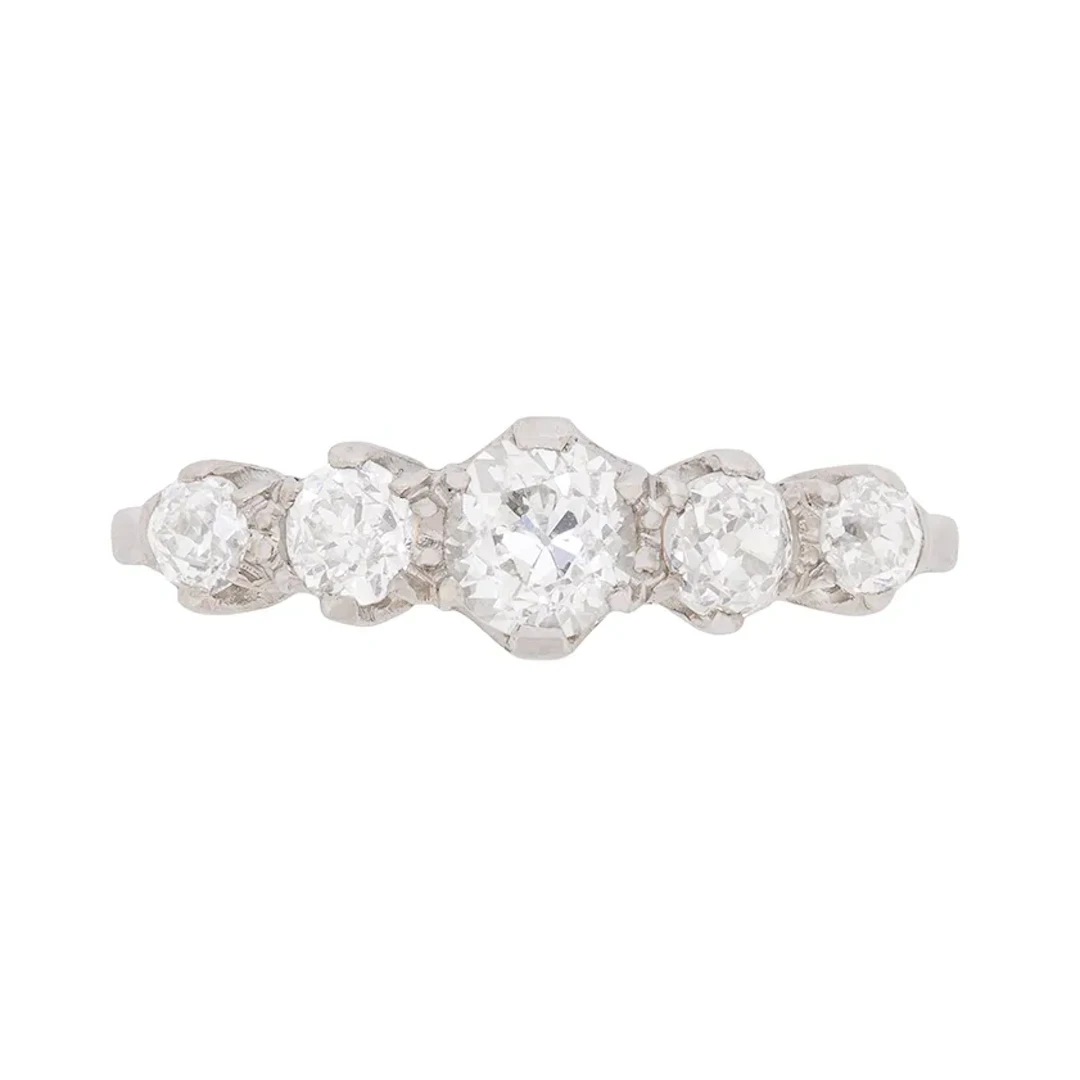 Edwardian Five Stone Diamond Ring, c.1910