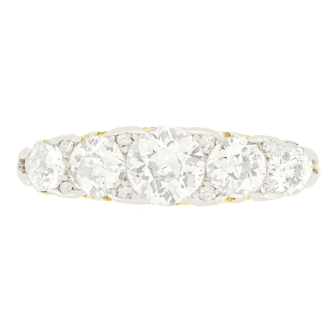 Victorian 2.60ct Diamond Five Stone Ring, c.1880s